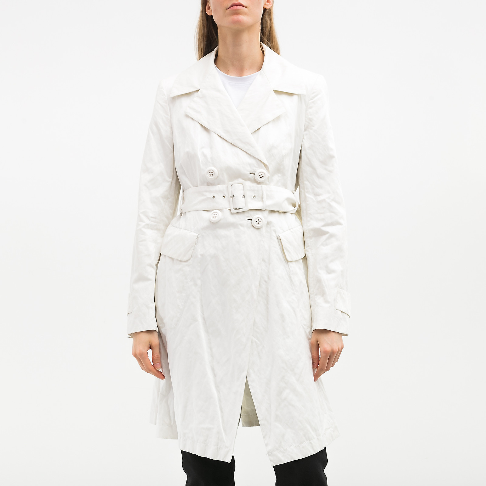Плащ белого цвета Sportmax - фото из каталога магазина брендовой одежды Second Friend Store Плащ Sportmax - купить оригинал в секонд-хенде SFS - 1