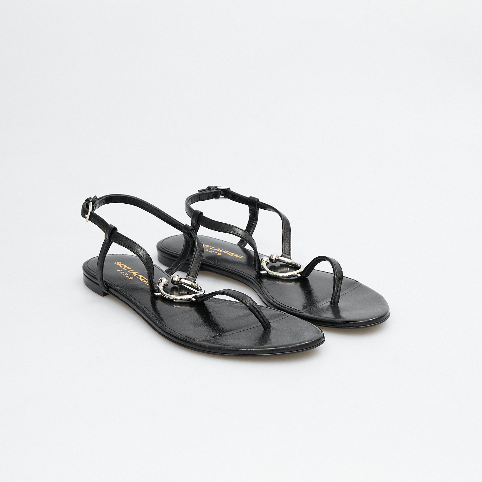 Сандалии черного цвета Saint Laurent - фото из каталога магазина брендовой одежды Second Friend Store Сандалии Saint Laurent - купить оригинал в секонд-хенде SFS - 2