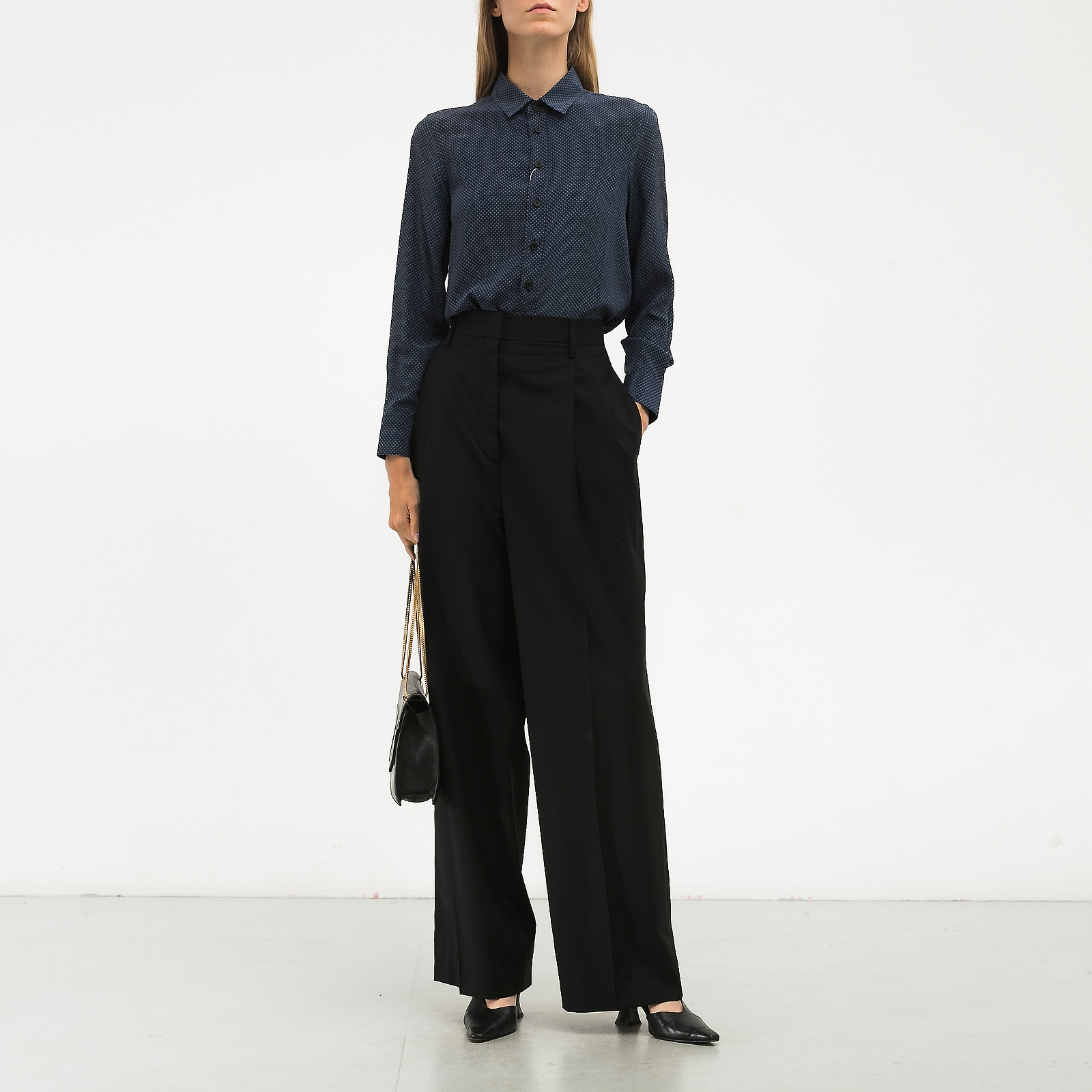 Блуза синего цвета Saint Laurent - фото из каталога магазина брендовой одежды Second Friend Store Блуза Saint Laurent - купить оригинал в секонд-хенде SFS - 2