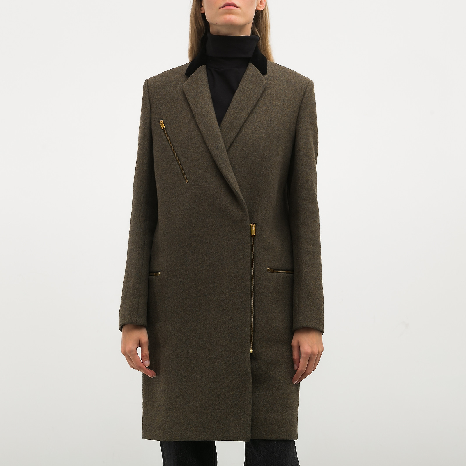 Пальто  зеленого цвета Celine - фото из каталога магазина брендовой одежды Second Friend Store Пальто Celine - купить оригинал в секонд-хенде SFS - 1