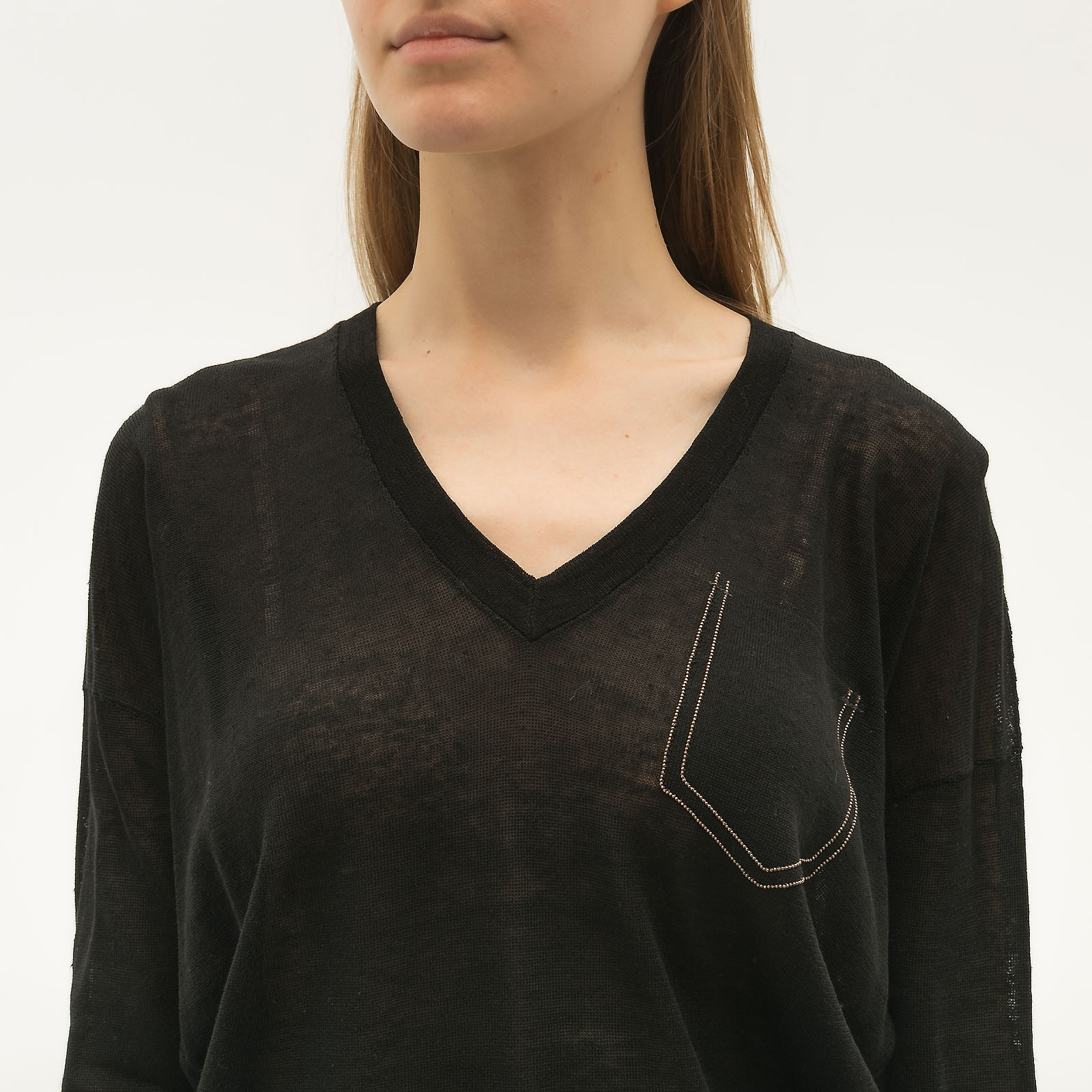 Джемпер черного цвета Brunello Cucinelli - фото из каталога магазина брендовой одежды Second Friend Store Джемпер Brunello Cucinelli - купить оригинал в секонд-хенде SFS - 4