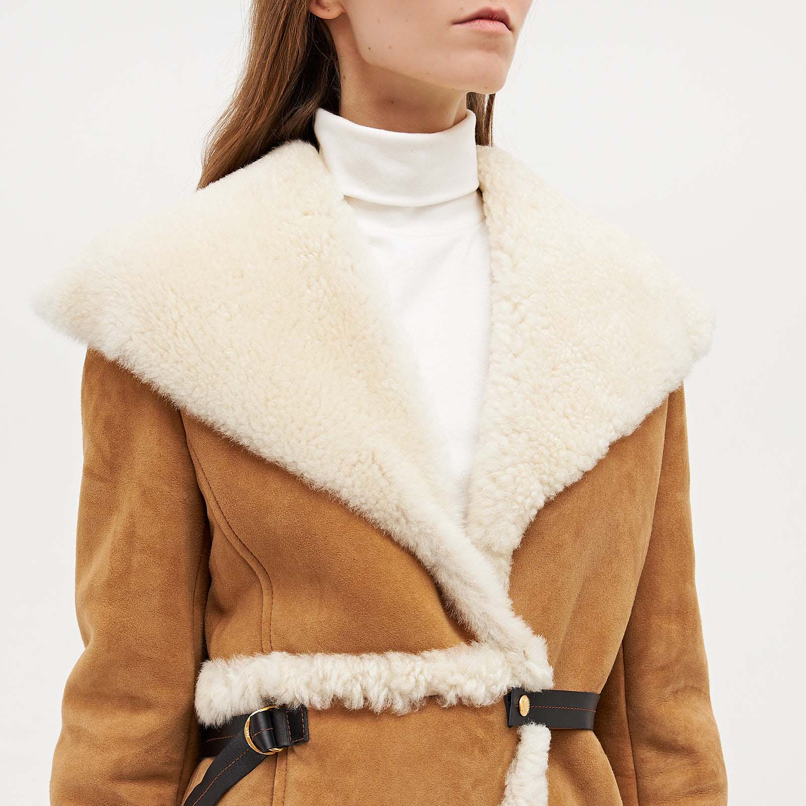 Дубленка коричневого цвета Loewe - фото из каталога магазина брендовой одежды Second Friend Store Дубленка Loewe - купить оригинал в секонд-хенде SFS - 4