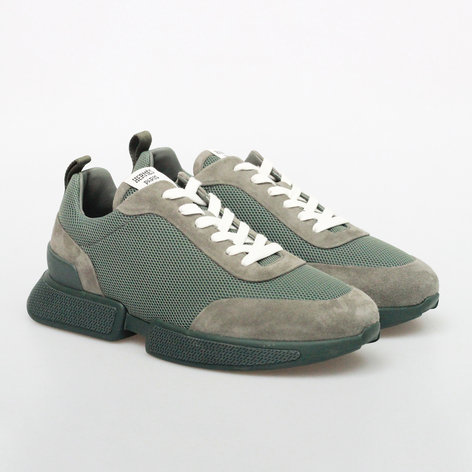 Кроссовки зеленого цвета Hermes - фото из каталога магазина брендовой одежды Second Friend Store Кроссовки Hermes - купить оригинал в секонд-хенде SFS - 2