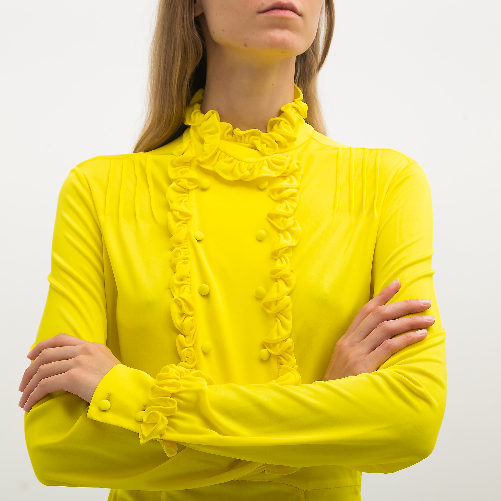 Платье желтого цвета Prada - фото из каталога магазина брендовой одежды Second Friend Store Платье Prada - купить оригинал в секонд-хенде SFS - 4