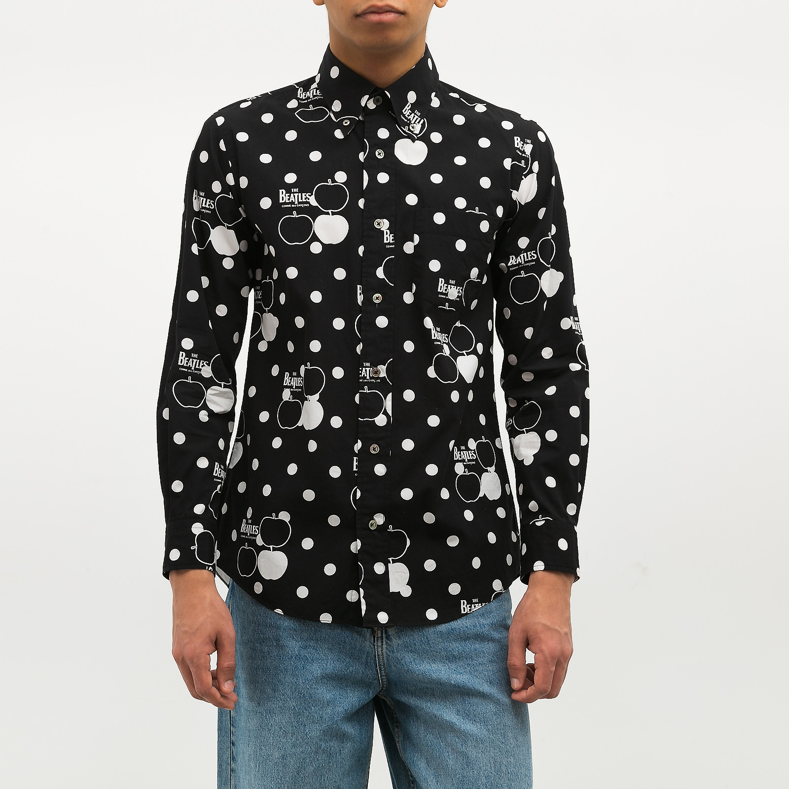 Рубашка The Beatles x черного цвета Comme des Garcons - фото из каталога магазина брендовой одежды Second Friend Store Рубашка The Beatles x Comme des Garcons - купить оригинал в секонд-хенде SFS - 1