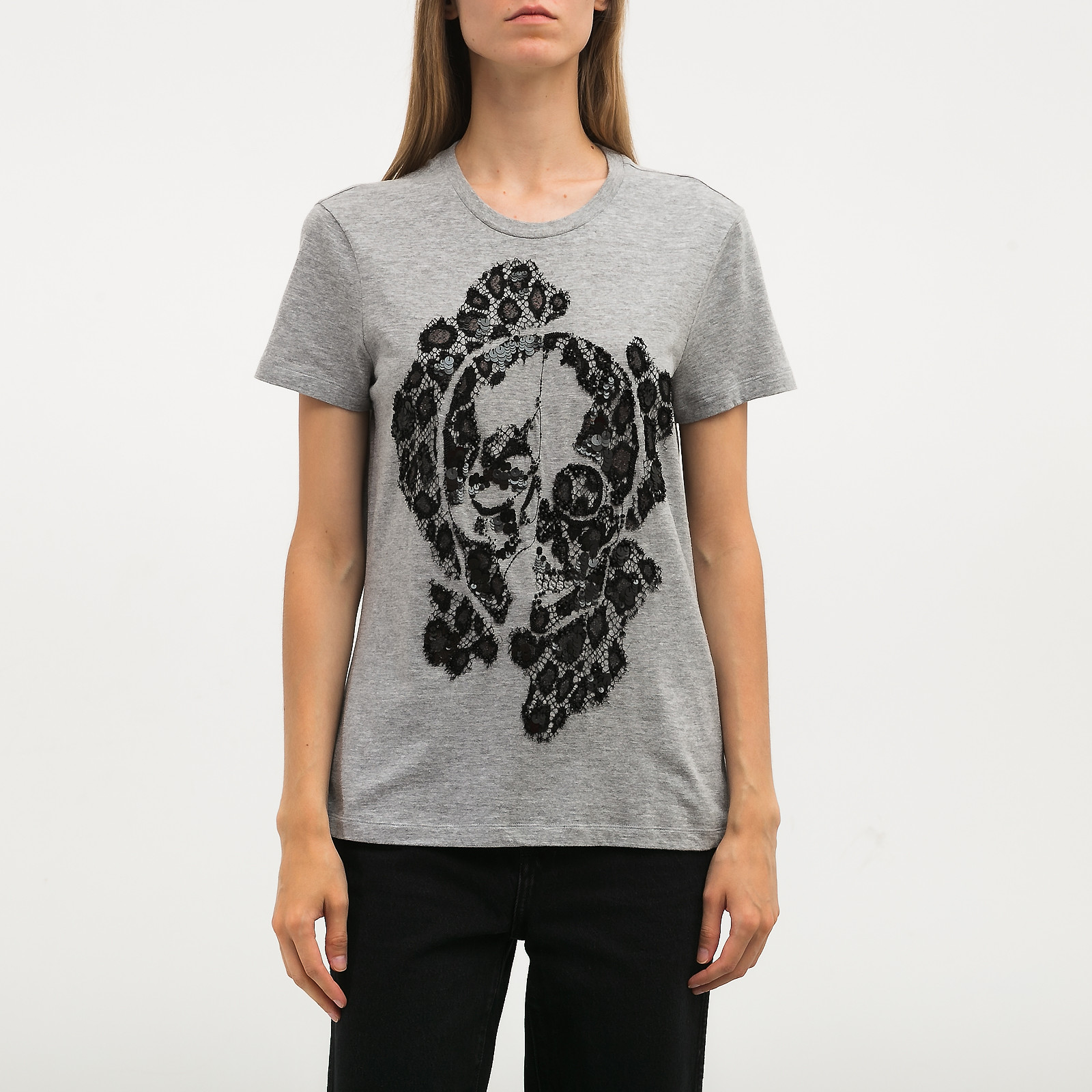 Футболка  серого цвета Alexander McQueen - фото из каталога магазина брендовой одежды Second Friend Store Футболка Alexander McQueen - купить оригинал в секонд-хенде SFS - 1