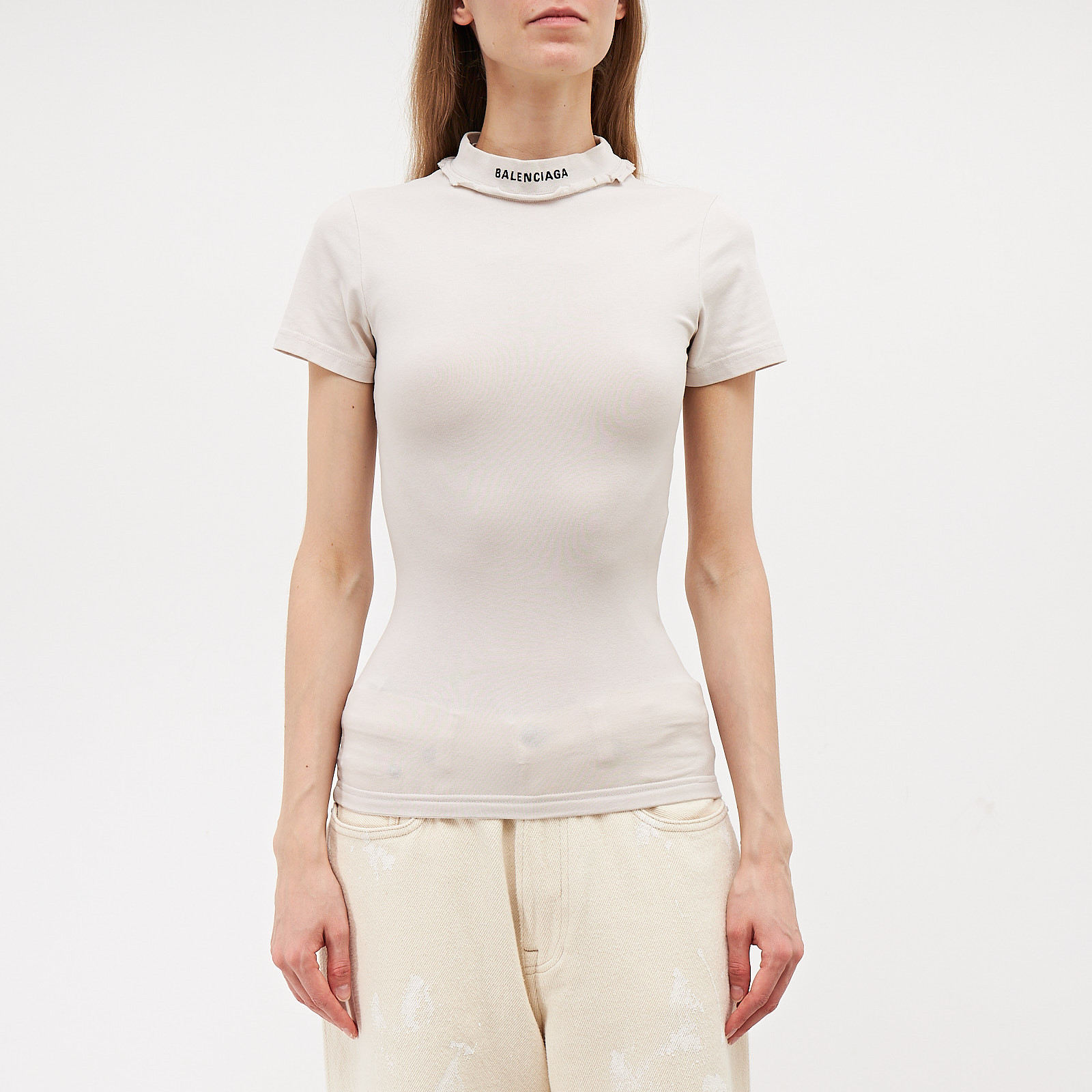 Футболка  бежевого цвета Balenciaga - фото из каталога магазина брендовой одежды Second Friend Store Футболка Balenciaga - купить оригинал в секонд-хенде SFS - 1