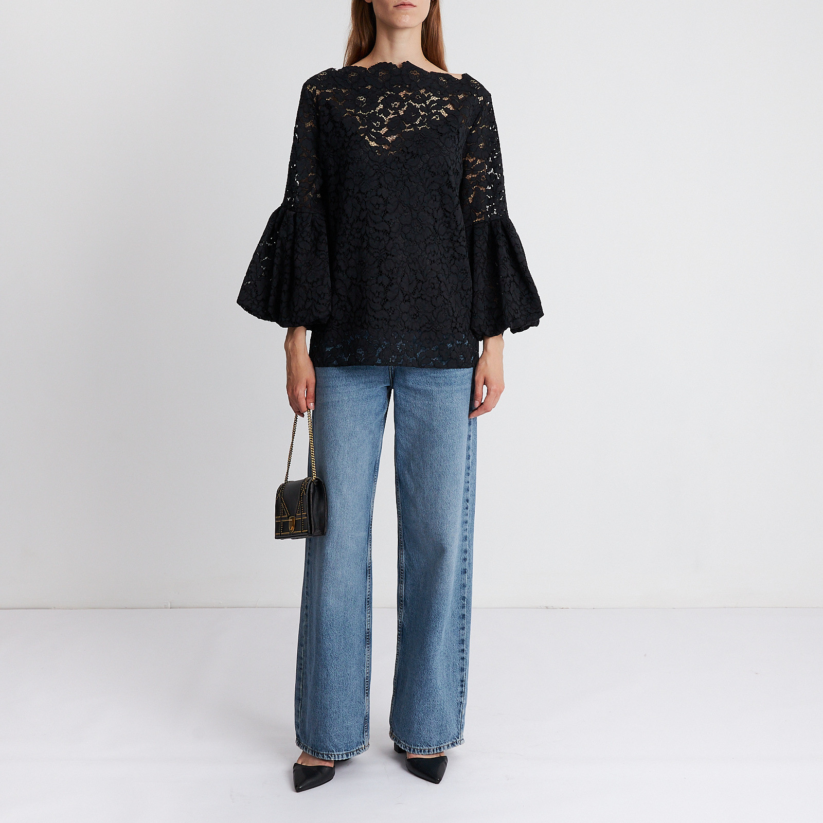 Блузка черного цвета Oscar de la Renta - фото из каталога магазина брендовой одежды Second Friend Store Блузка Oscar de la Renta - купить оригинал в секонд-хенде SFS - 2