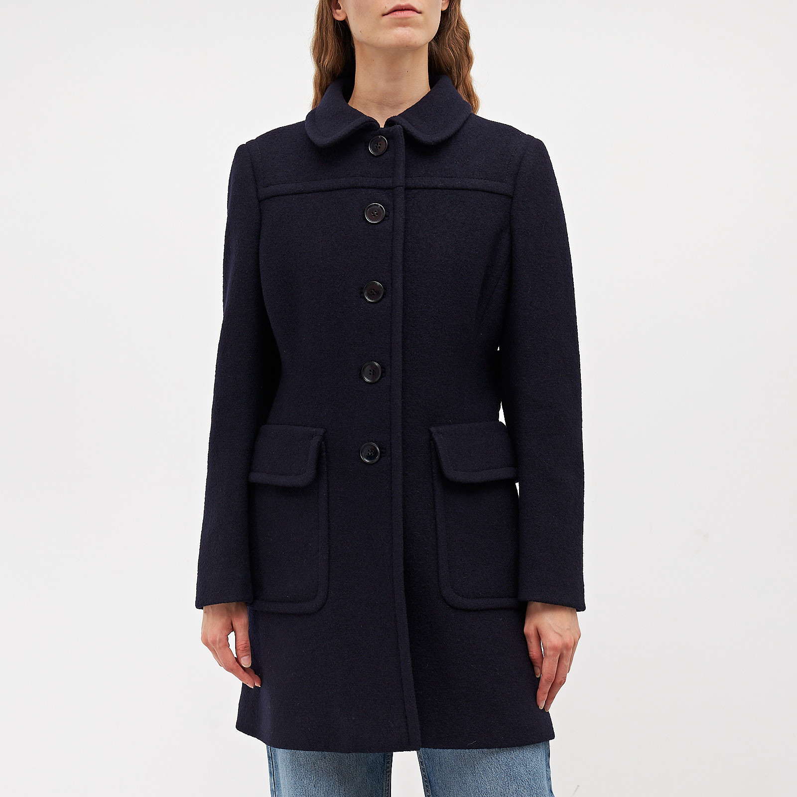 Пальто синего цвета Prada - фото из каталога магазина брендовой одежды Second Friend Store Пальто Prada - купить оригинал в секонд-хенде SFS - 1