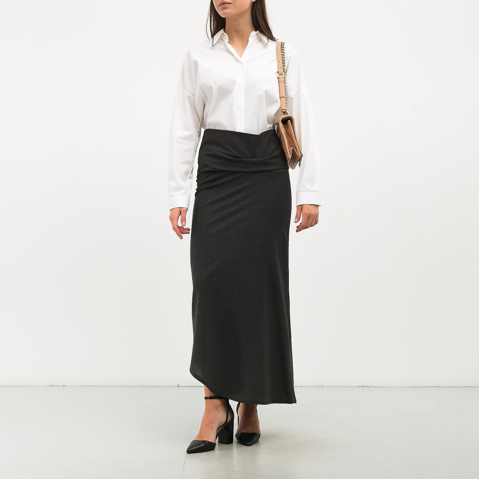 Юбка серого цвета Brunello Cucinelli - фото из каталога магазина брендовой одежды Second Friend Store Юбка Brunello Cucinelli - купить оригинал в секонд-хенде SFS - 3