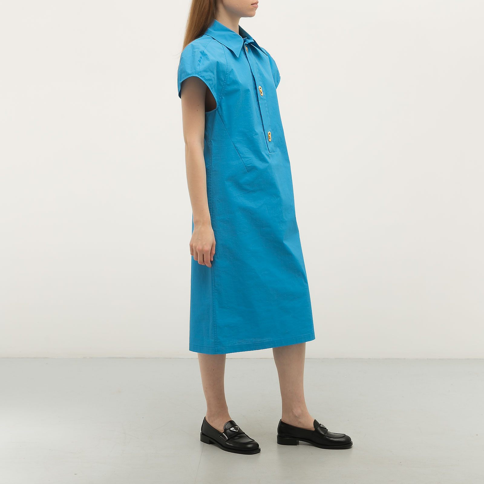 Платье голубого цвета Bottega Veneta - фото из каталога магазина брендовой одежды Second Friend Store Платье Bottega Veneta - купить оригинал в секонд-хенде SFS - 3