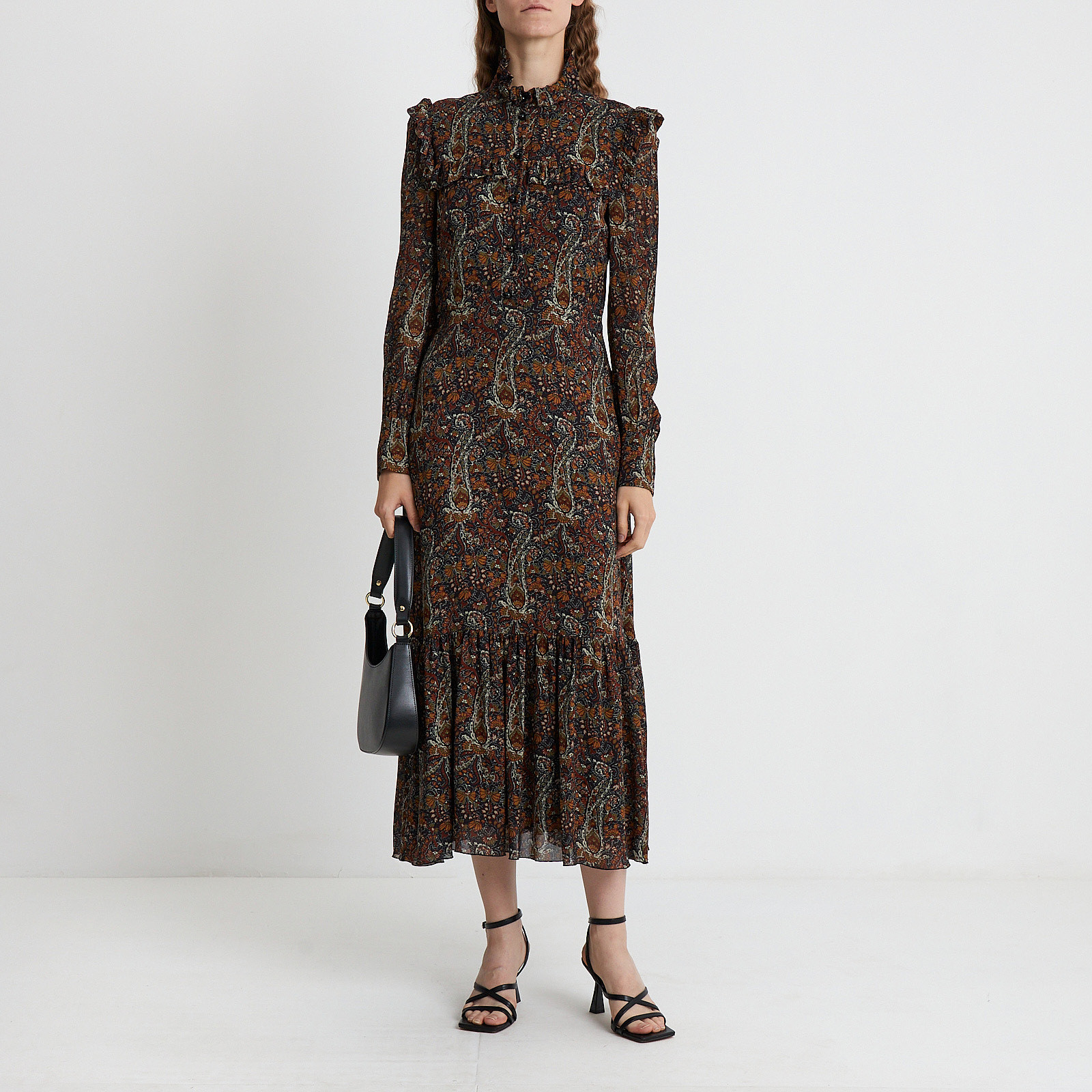 Платье коричневого цвета Saint Laurent - фото из каталога магазина брендовой одежды Second Friend Store Платье Saint Laurent - купить оригинал в секонд-хенде SFS - 2