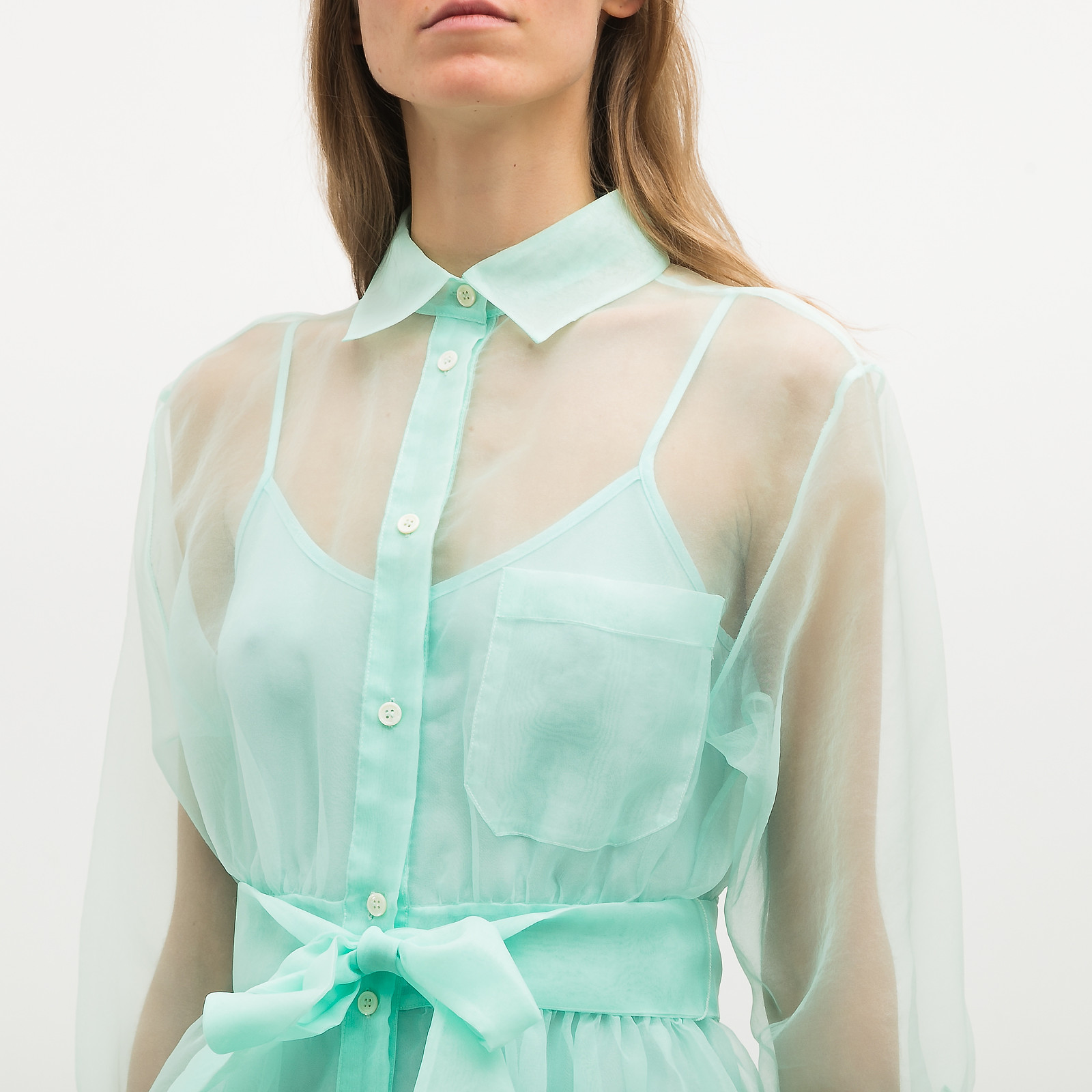 Платье голубого цвета Maje - фото из каталога магазина брендовой одежды Second Friend Store Платье Maje - купить оригинал в секонд-хенде SFS - 4