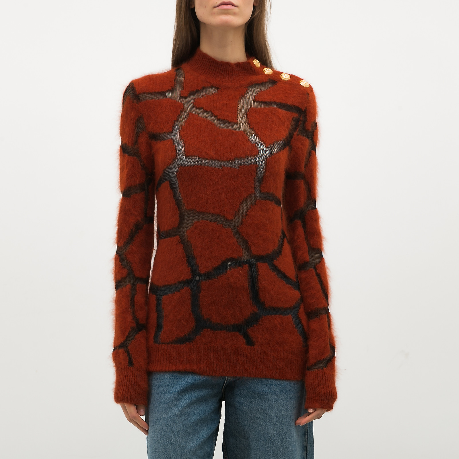 Свитер коричневого цвета Balmain - фото из каталога магазина брендовой одежды Second Friend Store Свитер Balmain - купить оригинал в секонд-хенде SFS - 1