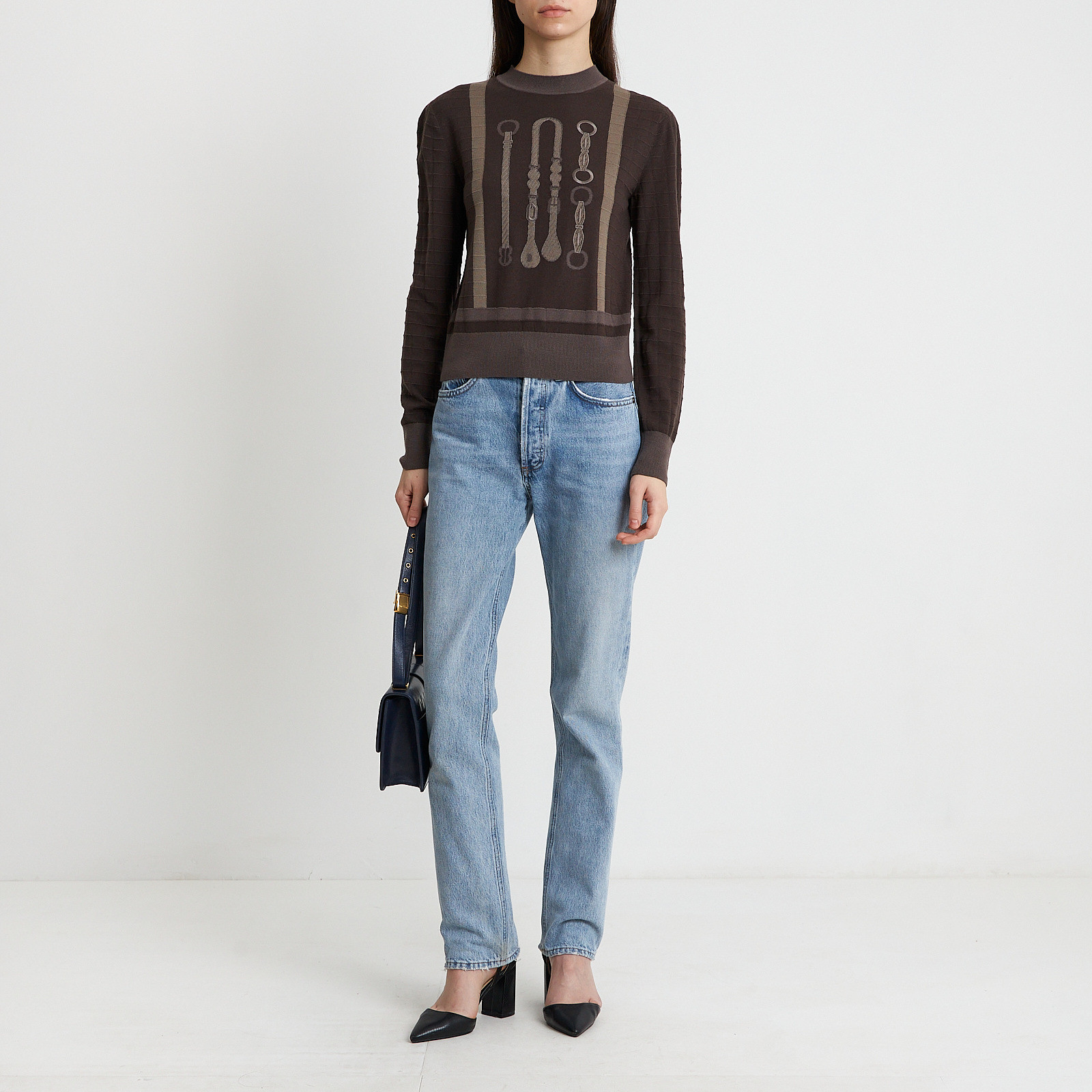 Джемпер коричневого цвета Hermes - фото из каталога магазина брендовой одежды Second Friend Store Джемпер Hermes - купить оригинал в секонд-хенде SFS - 4