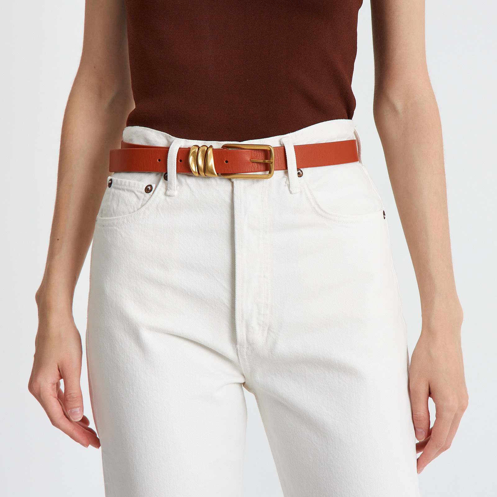 Ремень оранжевого цвета Bottega Veneta - фото из каталога магазина брендовой одежды Second Friend Store Ремень Bottega Veneta - купить оригинал в секонд-хенде SFS - 2