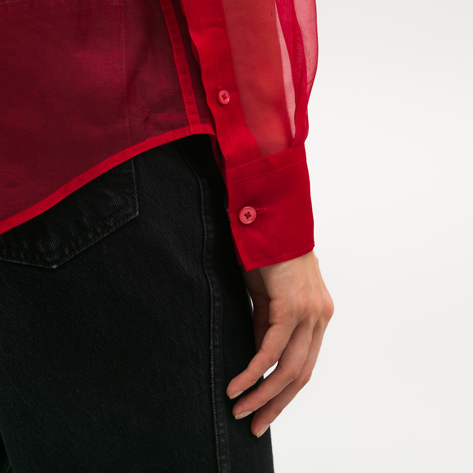 Рубашка красного цвета Helmut Lang - фото из каталога магазина брендовой одежды Second Friend Store Рубашка Helmut Lang - купить оригинал в секонд-хенде SFS - 5