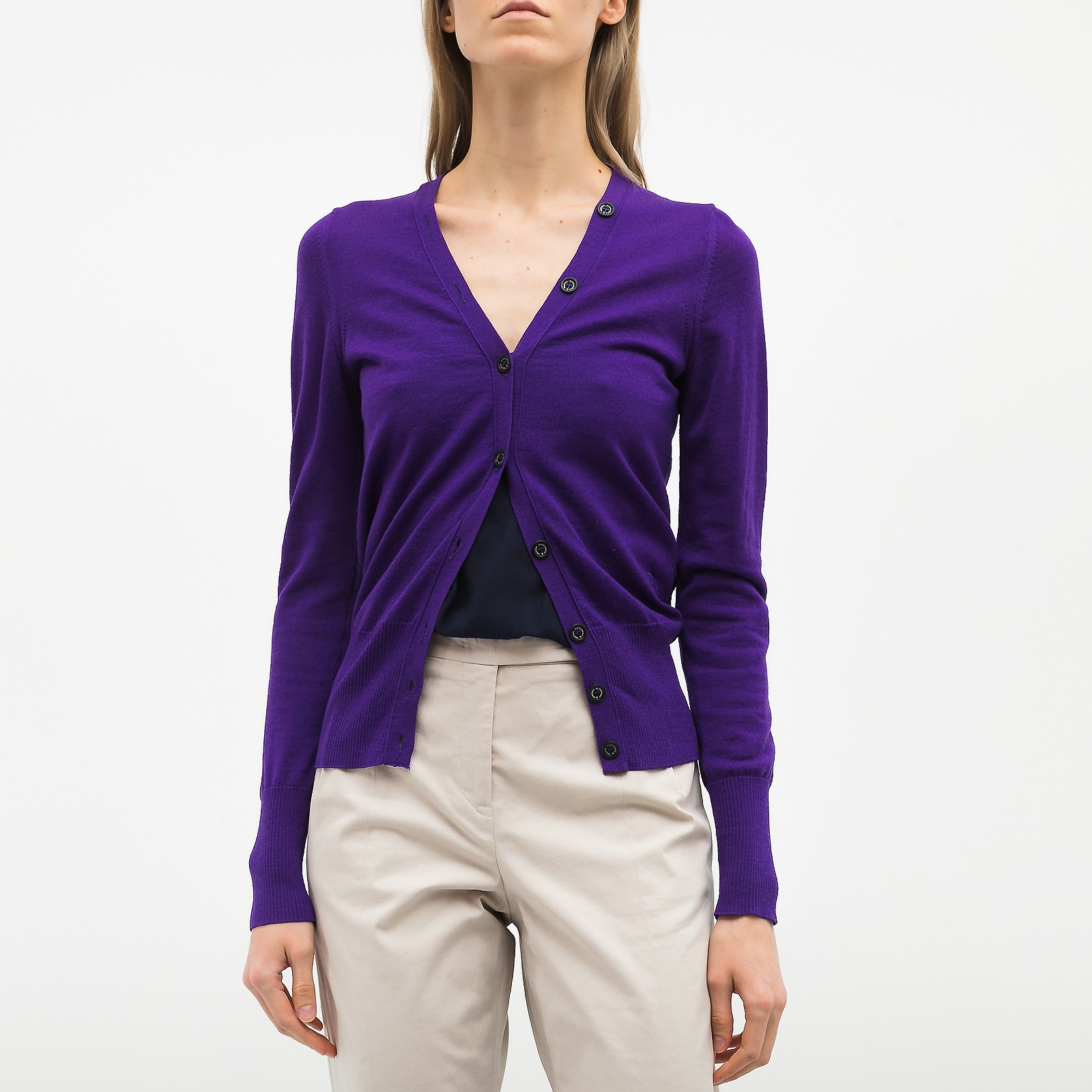 Кардиган фиолетового цвета McQ by Alexander McQueen - фото из каталога магазина брендовой одежды Second Friend Store Кардиган McQ by Alexander McQueen - купить оригинал в секонд-хенде SFS - 1