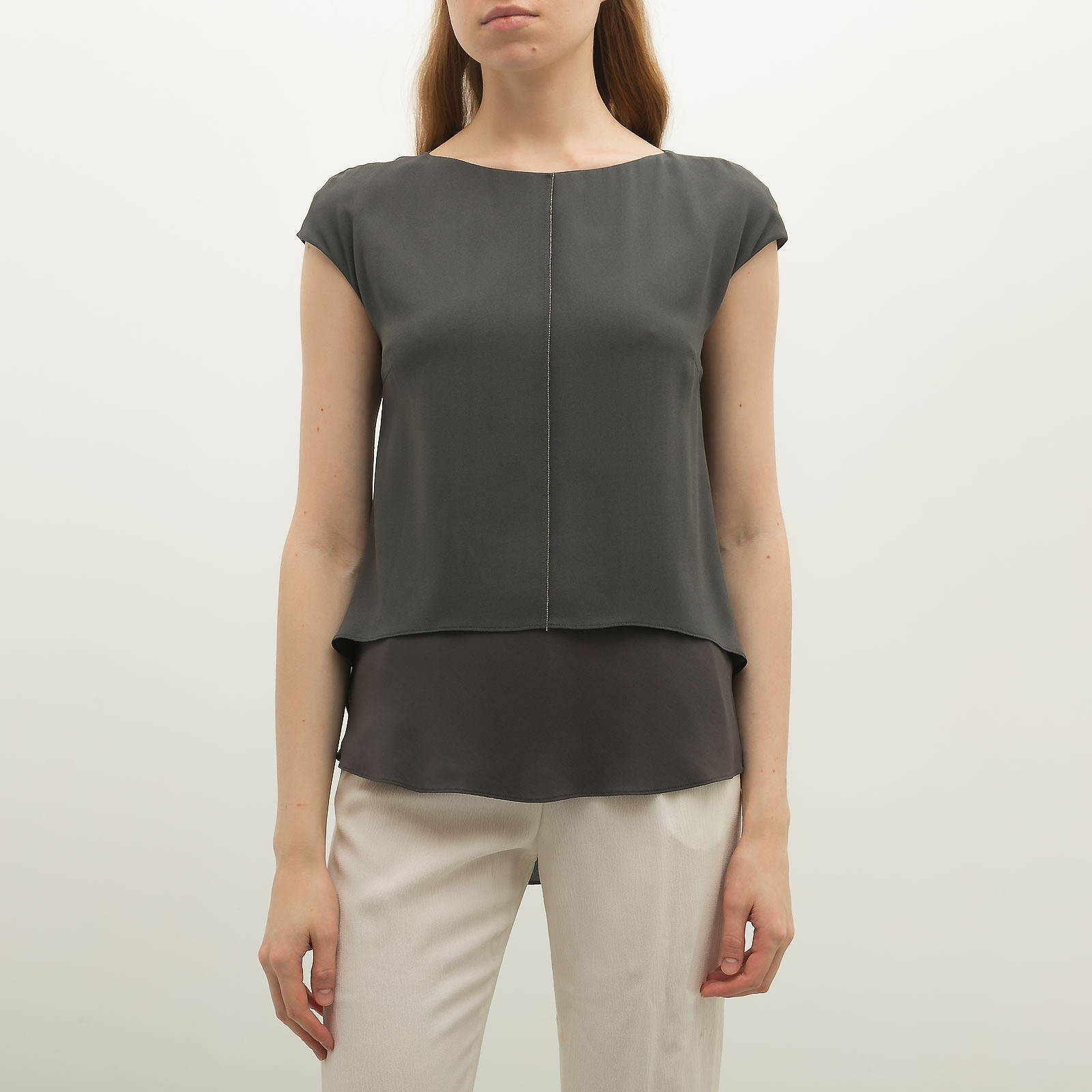 Топ  серого цвета Brunello Cucinelli - фото из каталога магазина брендовой одежды Second Friend Store Топ Brunello Cucinelli - купить оригинал в секонд-хенде SFS - 3