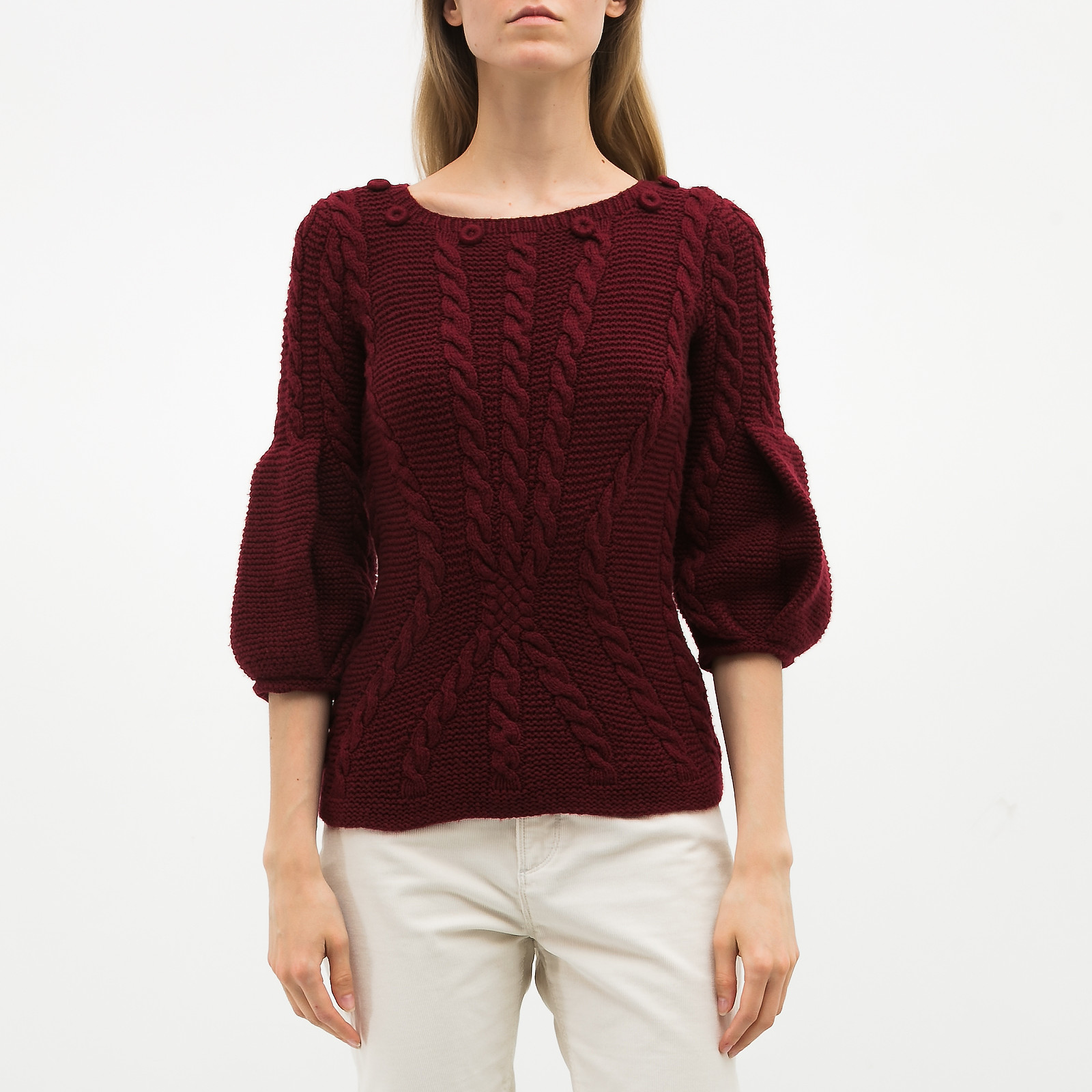 Свитер  бордового цвета Oscar de la Renta - фото из каталога магазина брендовой одежды Second Friend Store Свитер Oscar de la Renta - купить оригинал в секонд-хенде SFS - 1