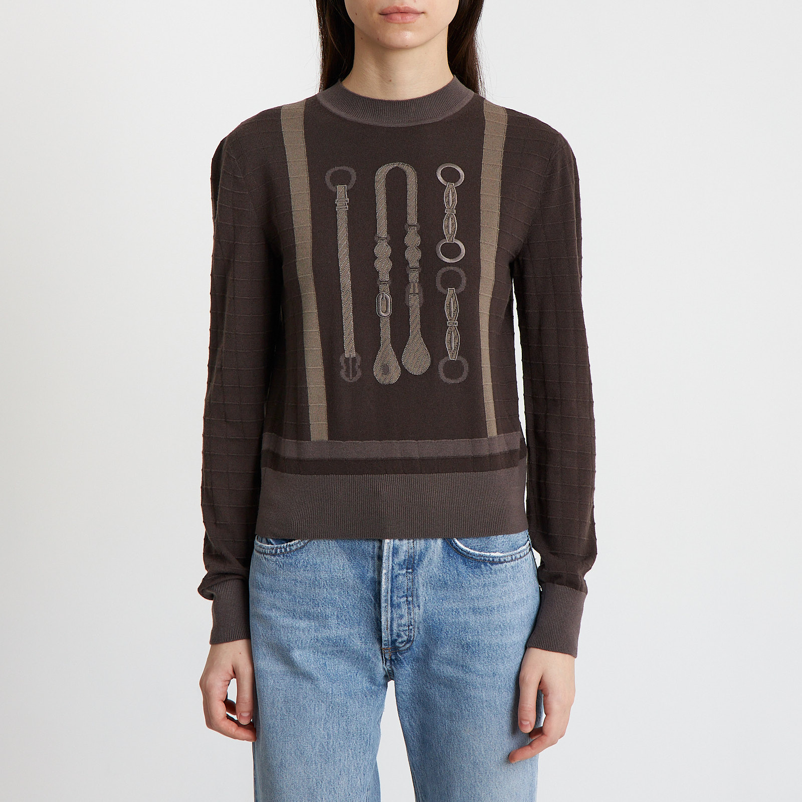 Джемпер коричневого цвета Hermes - фото из каталога магазина брендовой одежды Second Friend Store Джемпер Hermes - купить оригинал в секонд-хенде SFS - 1