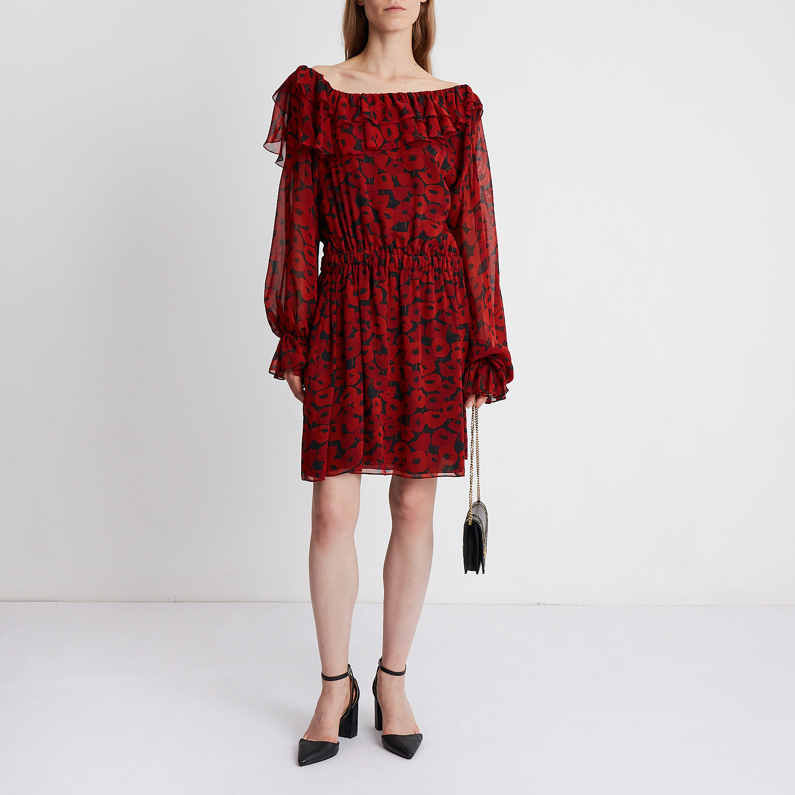 Платье  красного цвета Saint Laurent - фото из каталога магазина брендовой одежды Second Friend Store Платье Saint Laurent - купить оригинал в секонд-хенде SFS - 2