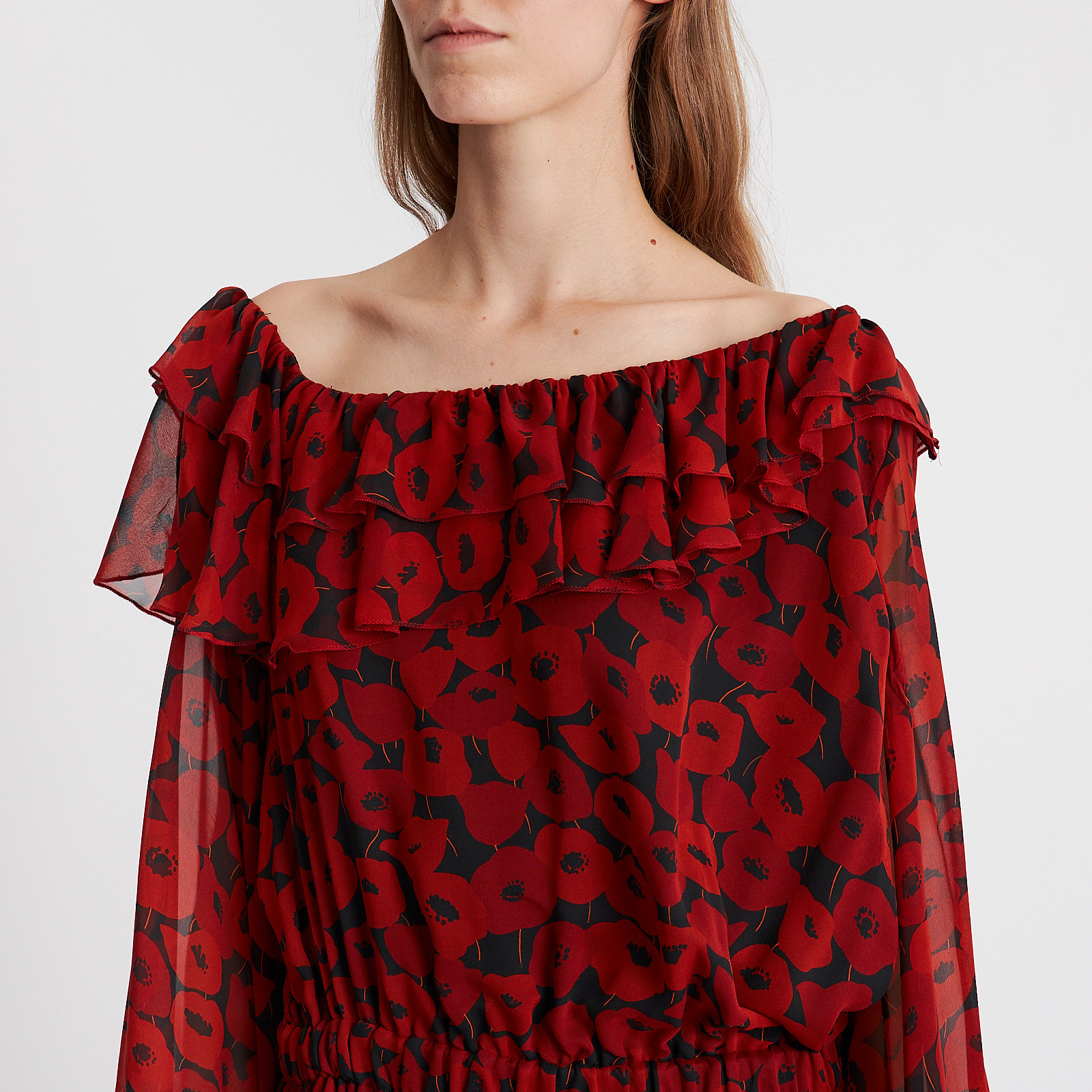 Платье  красного цвета Saint Laurent - фото из каталога магазина брендовой одежды Second Friend Store Платье Saint Laurent - купить оригинал в секонд-хенде SFS - 4