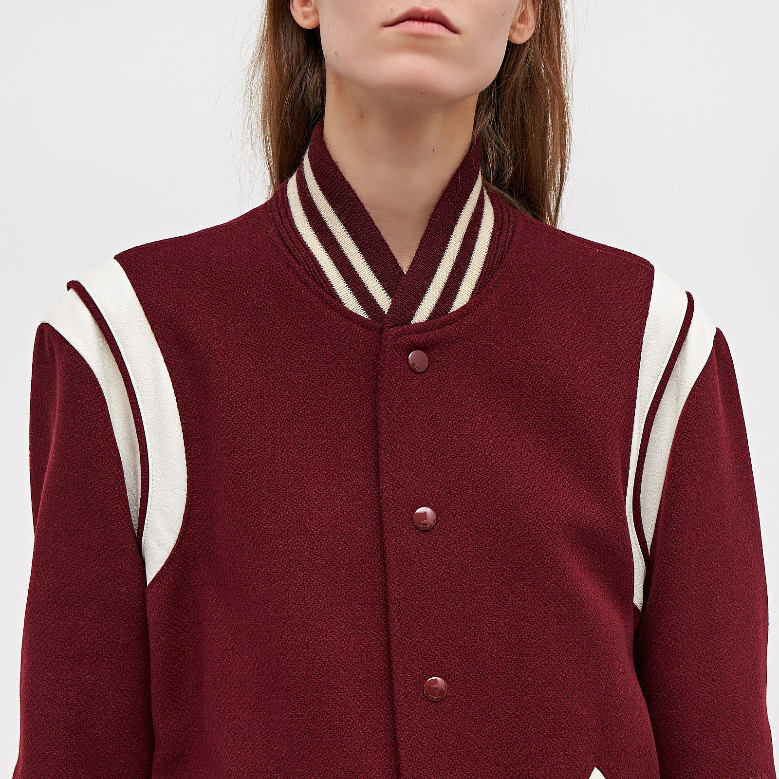 Бомбер бордового цвета Saint Laurent - фото из каталога магазина брендовой одежды Second Friend Store Бомбер Saint Laurent - купить оригинал в секонд-хенде SFS - 4