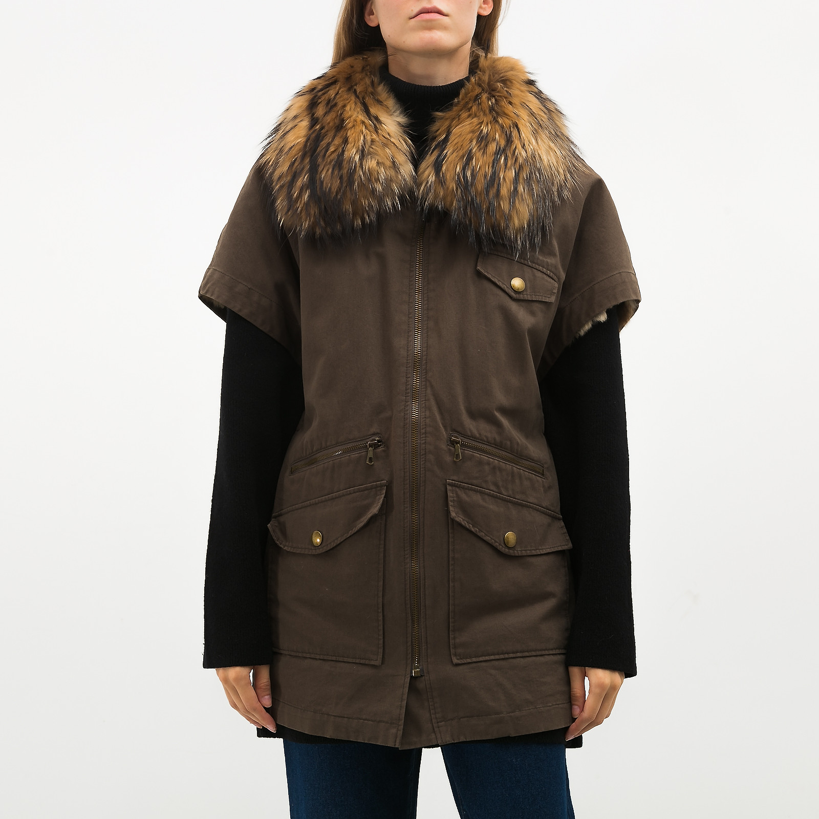 Парка зеленого цвета Yves Salomon - фото из каталога магазина брендовой одежды Second Friend Store Парка Yves Salomon - купить оригинал в секонд-хенде SFS - 1