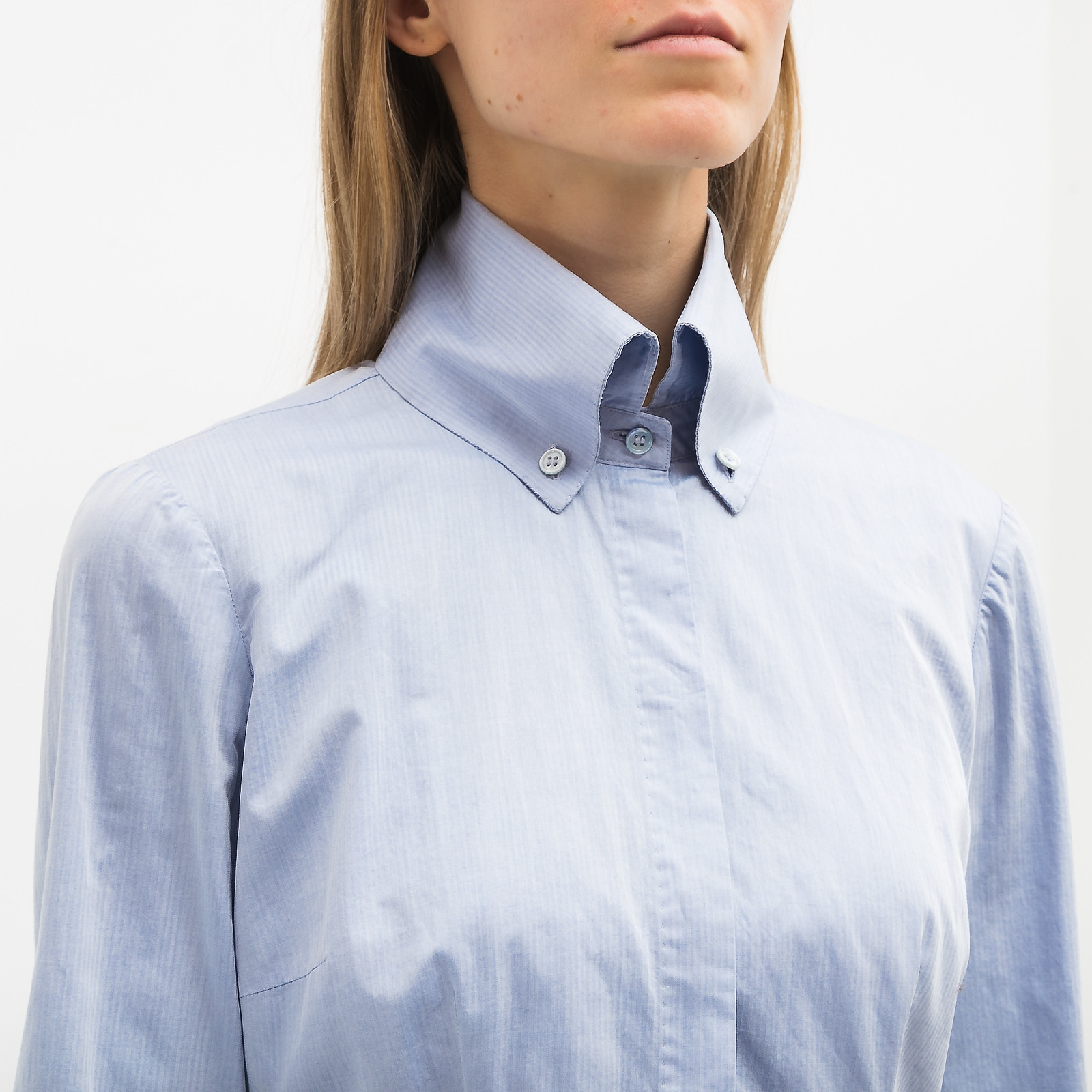 Рубашка  голубого цвета Alexander McQueen - фото из каталога магазина брендовой одежды Second Friend Store Рубашка Alexander McQueen - купить оригинал в секонд-хенде SFS - 4