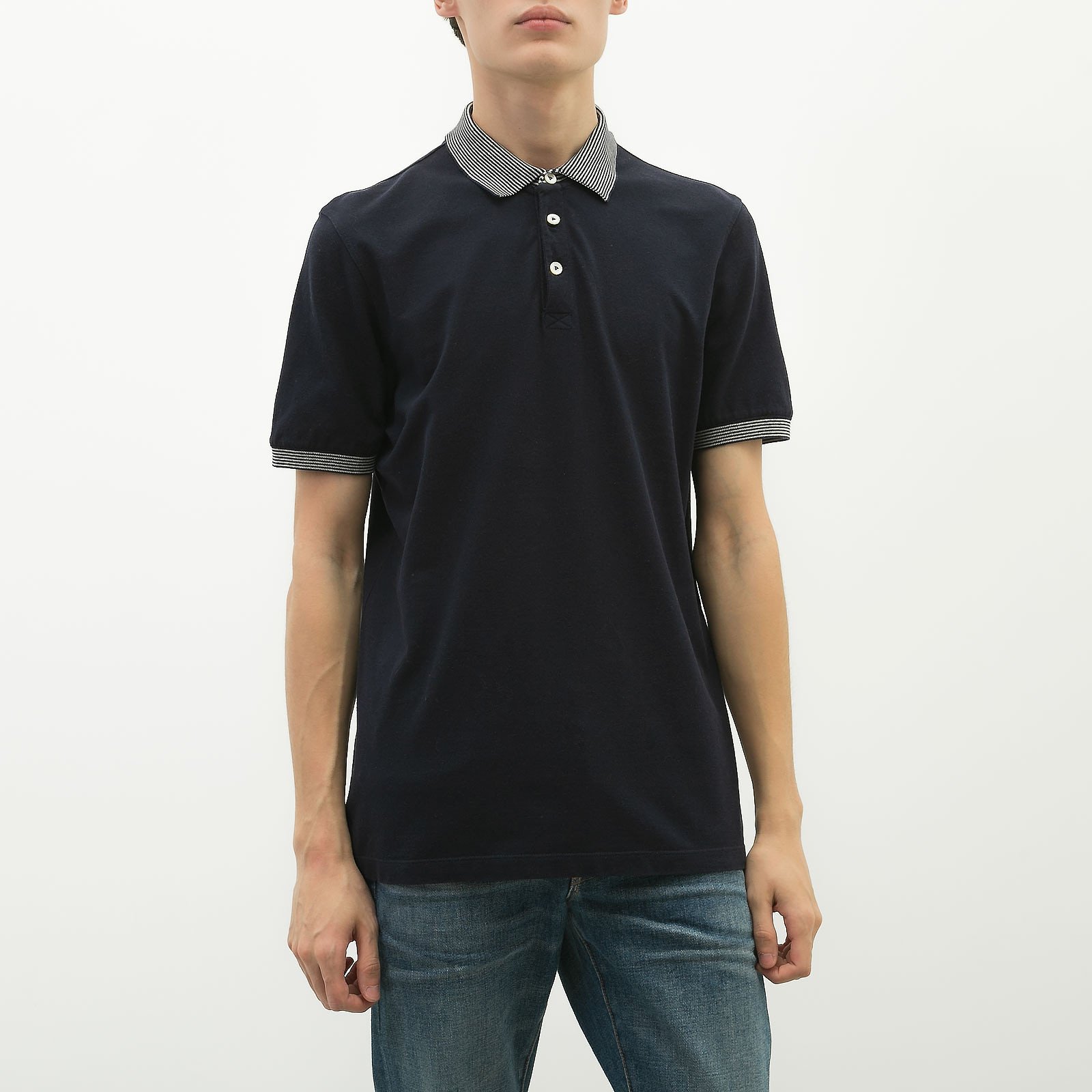 Поло  синего цвета Brunello Cucinelli - фото из каталога магазина брендовой одежды Second Friend Store Поло Brunello Cucinelli - купить оригинал в секонд-хенде SFS - 1