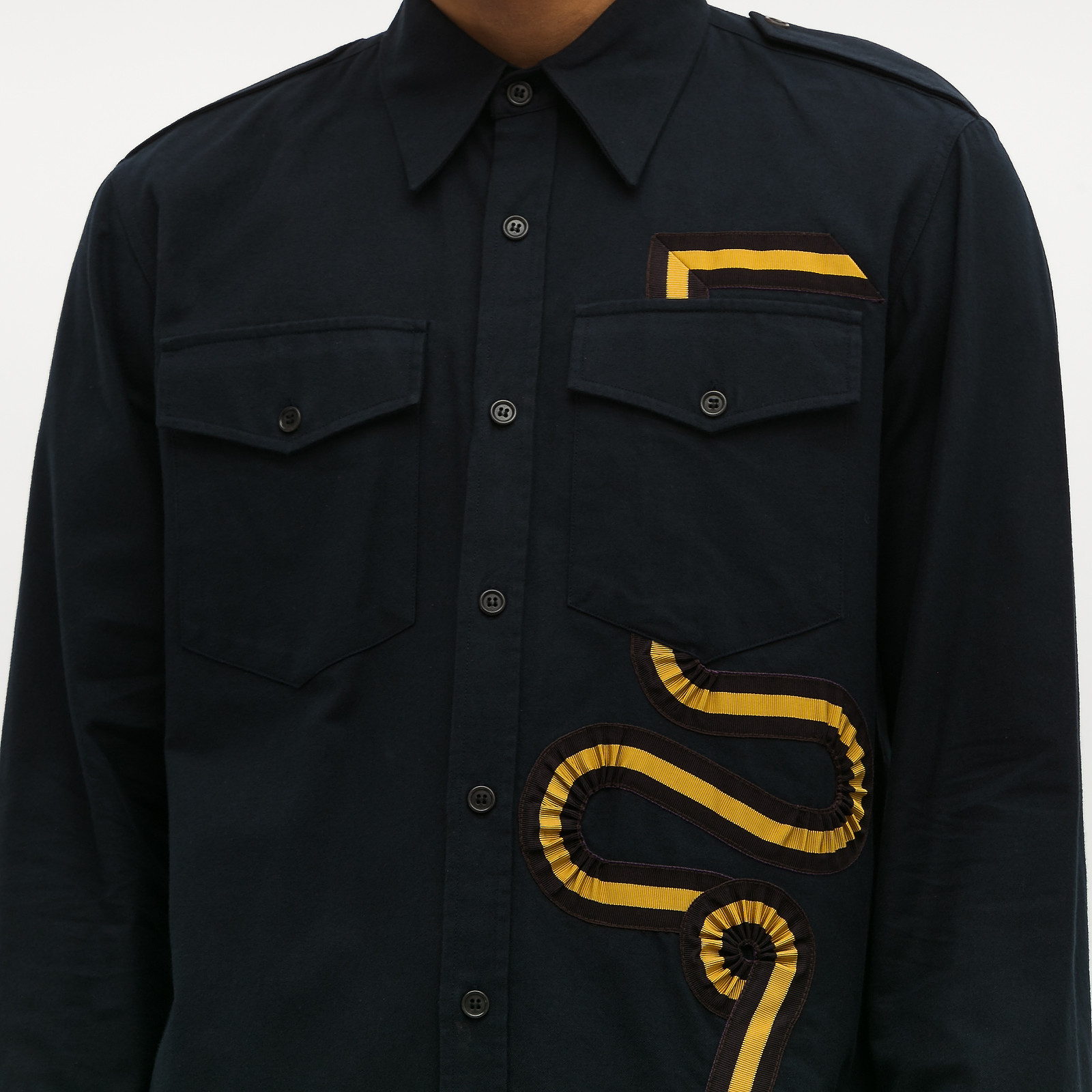 Рубашка синего цвета Dries Van Noten - фото из каталога магазина брендовой одежды Second Friend Store Рубашка Dries Van Noten - купить оригинал в секонд-хенде SFS - 4