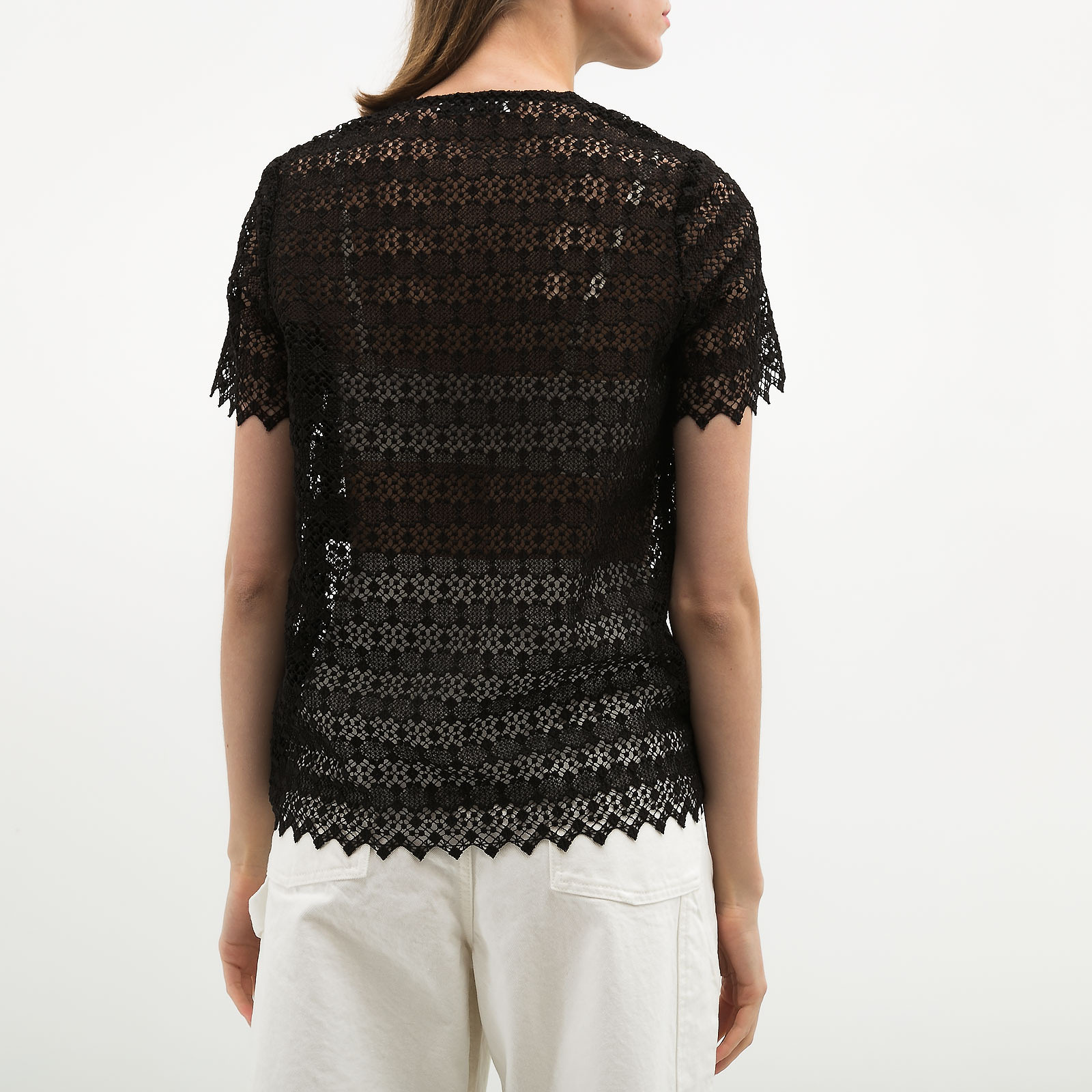 Топ черного цвета Sandro - фото из каталога магазина брендовой одежды Second Friend Store Топ Sandro - купить оригинал в секонд-хенде SFS - 3