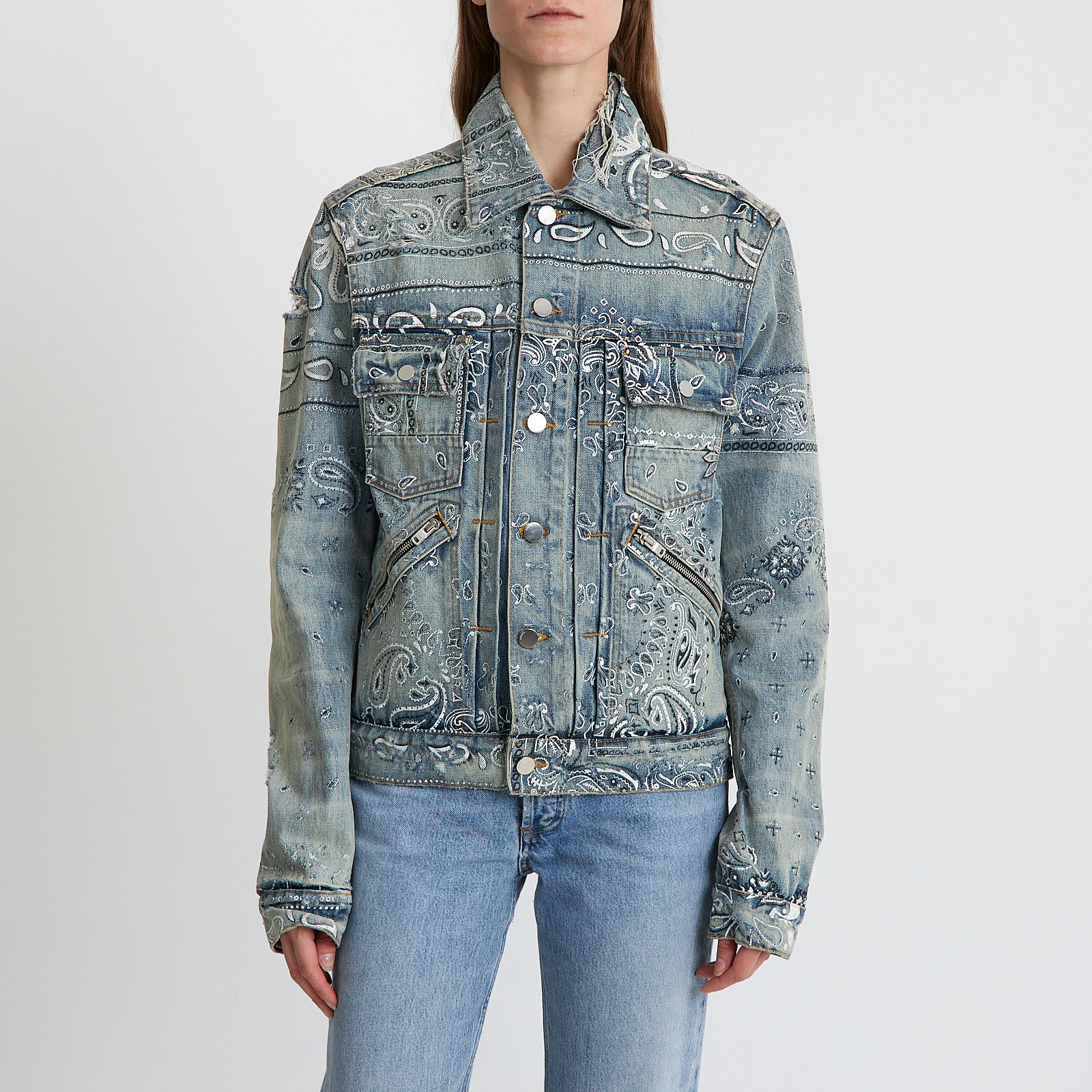 Джинсовка голубого цвета Amiri - фото из каталога магазина брендовой одежды Second Friend Store Джинсовка Amiri - купить оригинал в секонд-хенде SFS - 1