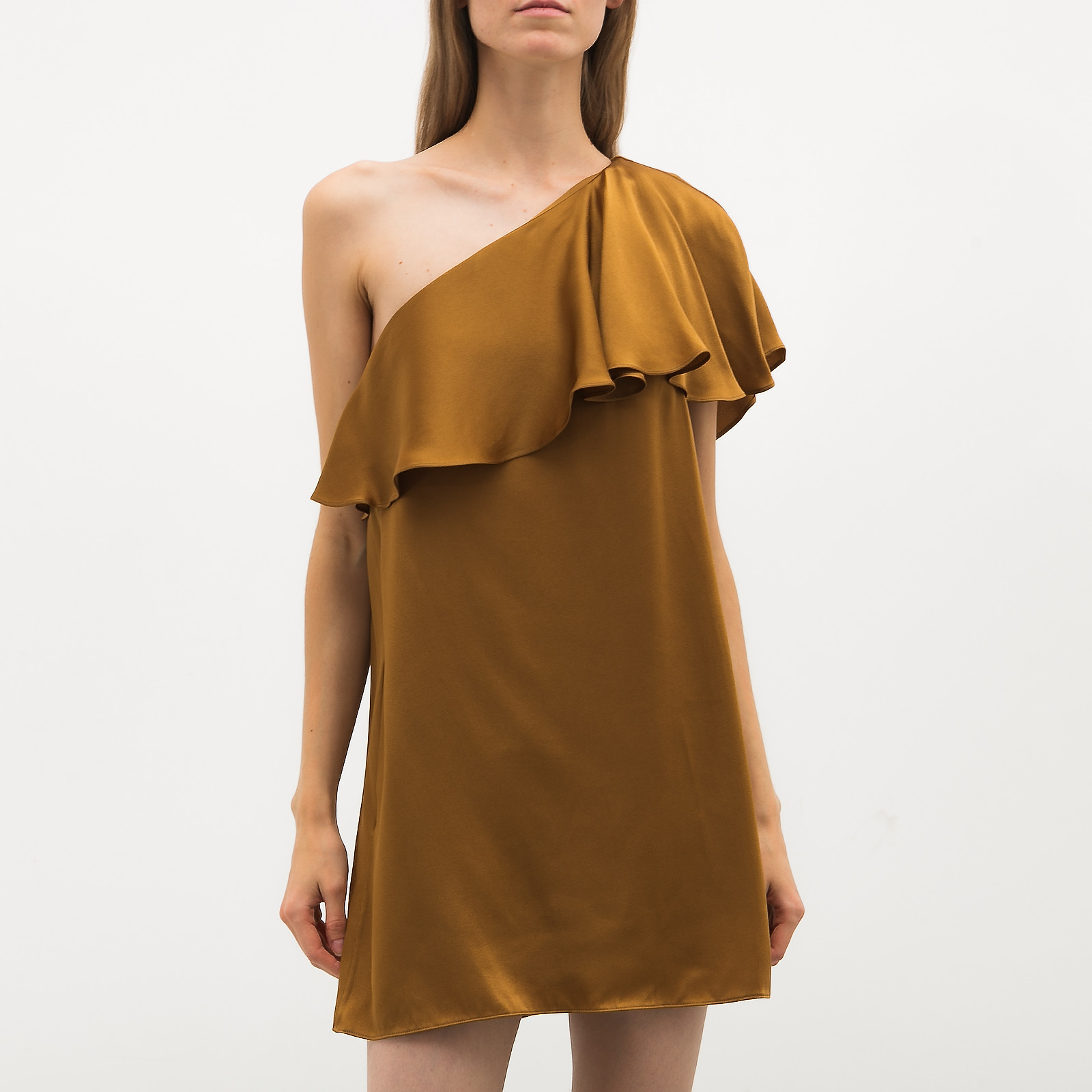 Платье  коричневого цвета Saint Laurent - фото из каталога магазина брендовой одежды Second Friend Store Платье Saint Laurent - купить оригинал в секонд-хенде SFS - 1