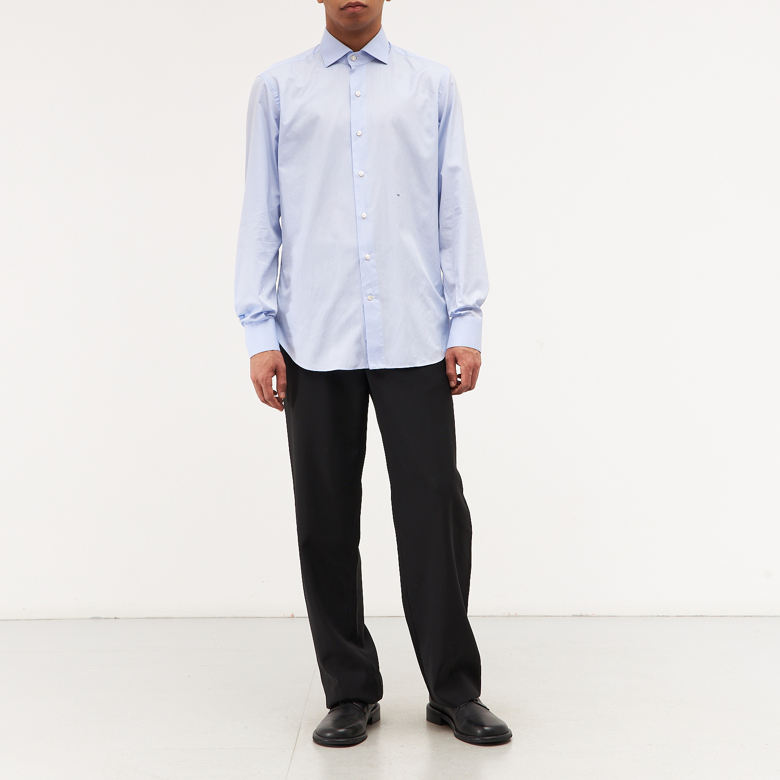 Рубашка голубого цвета Loro Piana - фото из каталога магазина брендовой одежды Second Friend Store Рубашка Loro Piana - купить оригинал в секонд-хенде SFS - 3