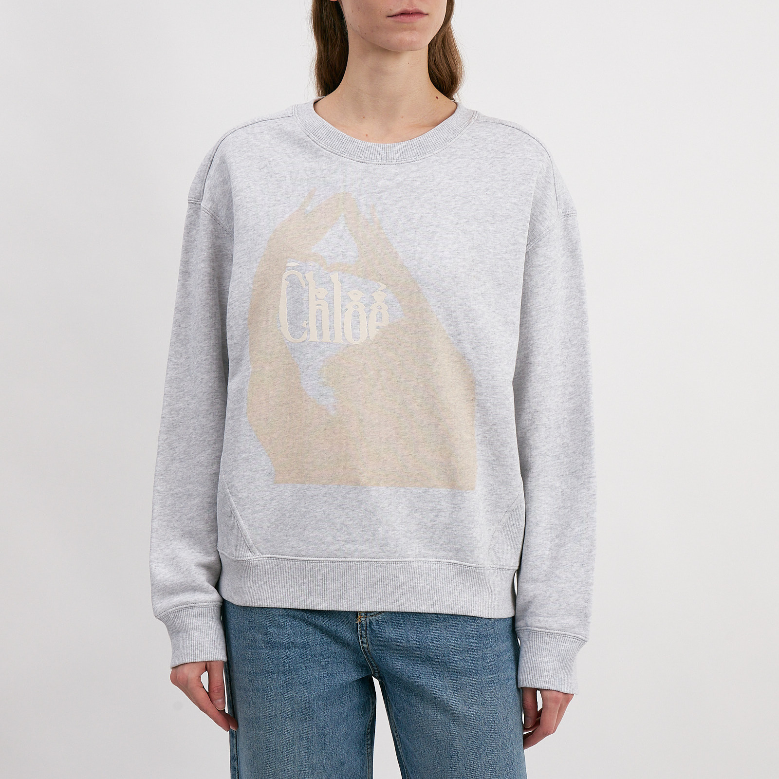 Свитшот серого цвета Chloe - фото из каталога магазина брендовой одежды Second Friend Store Свитшот Chloe - купить оригинал в секонд-хенде SFS - 1