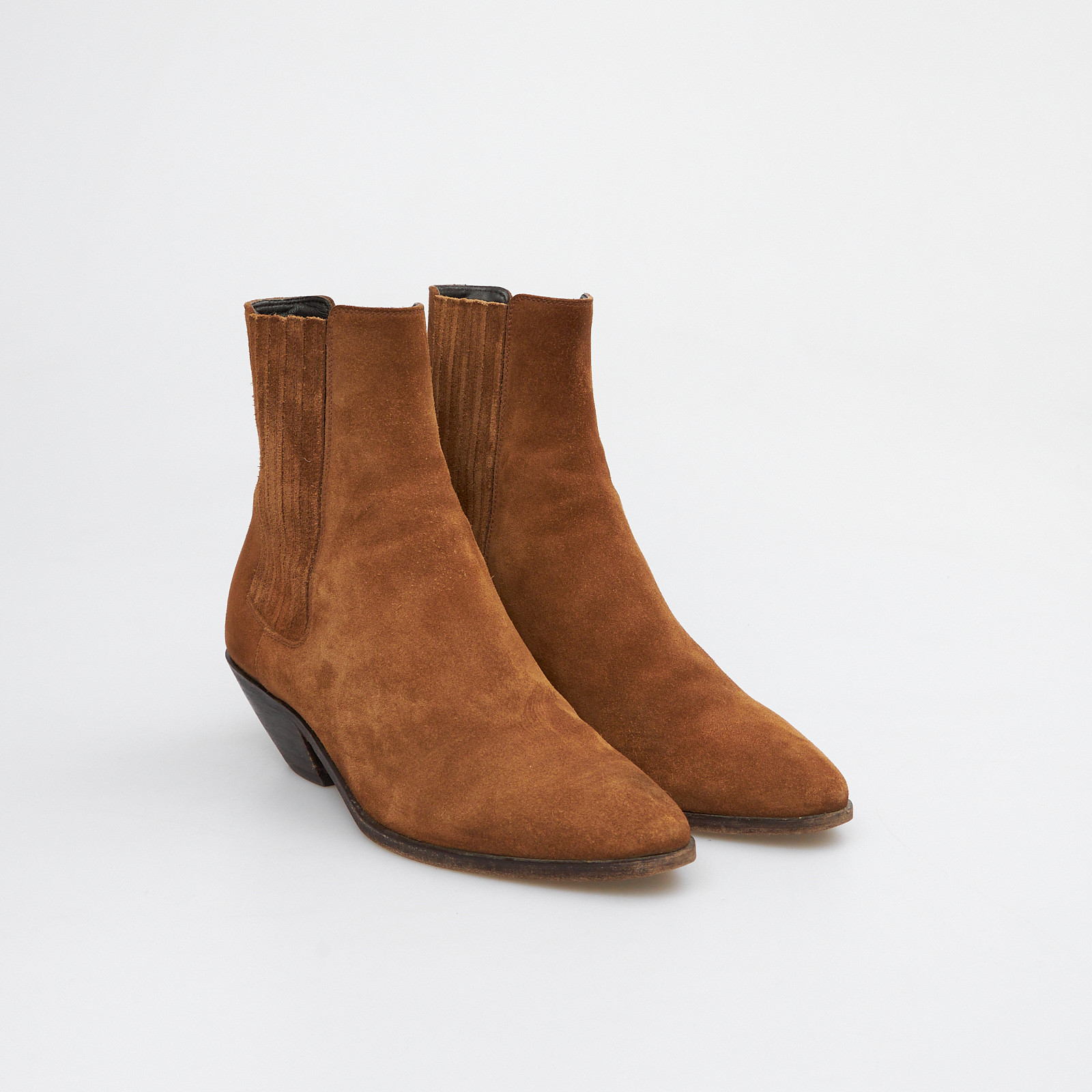 Ботильоны коричневого цвета Saint Laurent - фото из каталога магазина брендовой одежды Second Friend Store Ботильоны Saint Laurent - купить оригинал в секонд-хенде SFS - 2