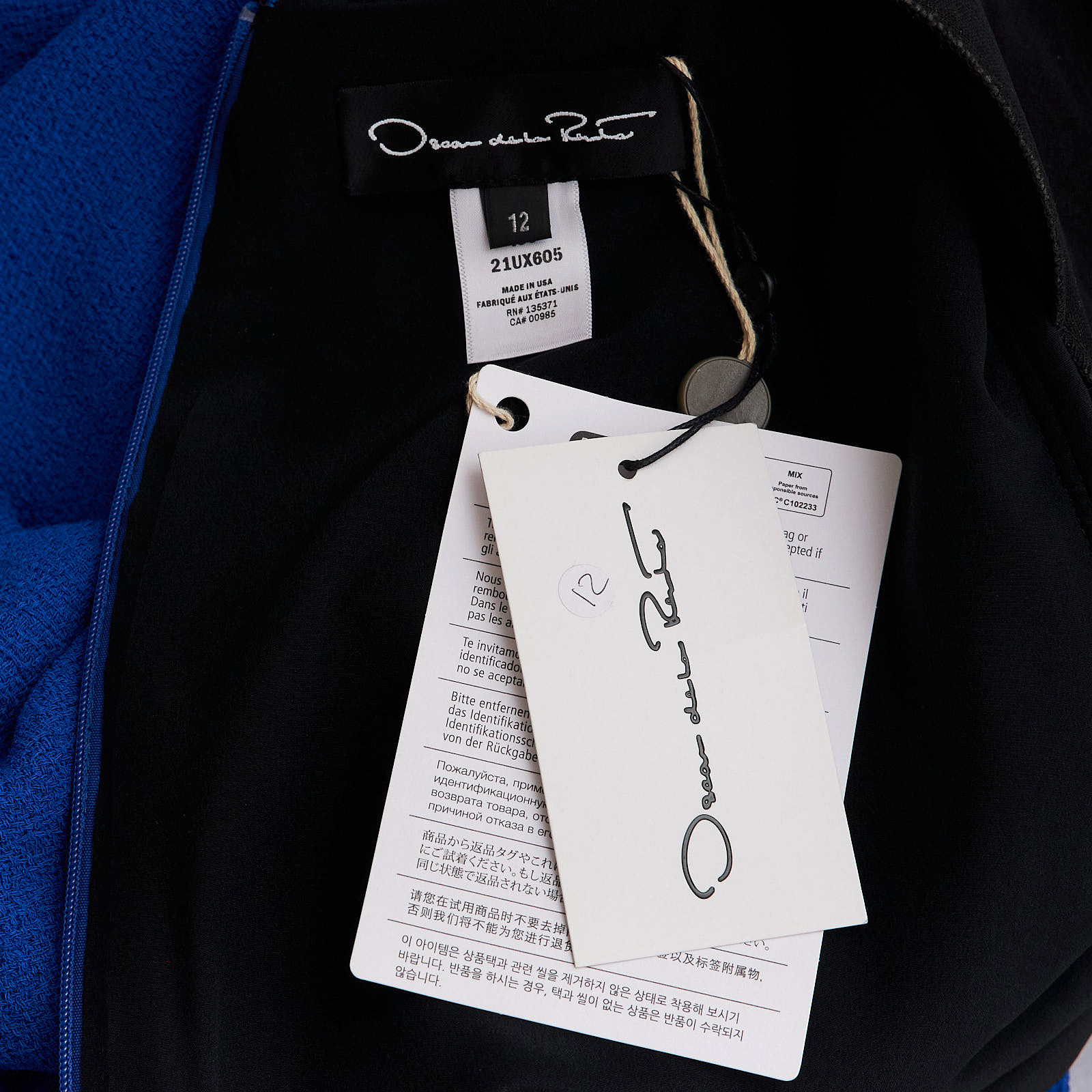 Платье синего цвета Oscar de la Renta - фото из каталога магазина брендовой одежды Second Friend Store Платье Oscar de la Renta - купить оригинал в секонд-хенде SFS - 5