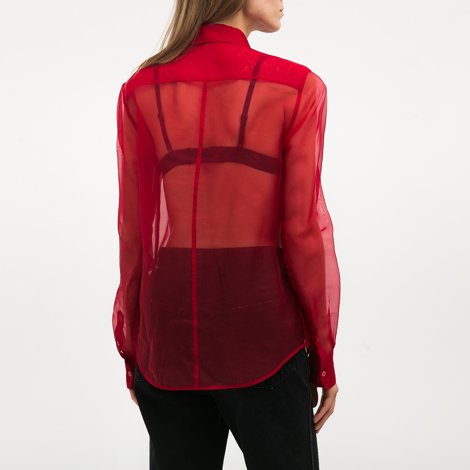 Рубашка красного цвета Helmut Lang - фото из каталога магазина брендовой одежды Second Friend Store Рубашка Helmut Lang - купить оригинал в секонд-хенде SFS - 2