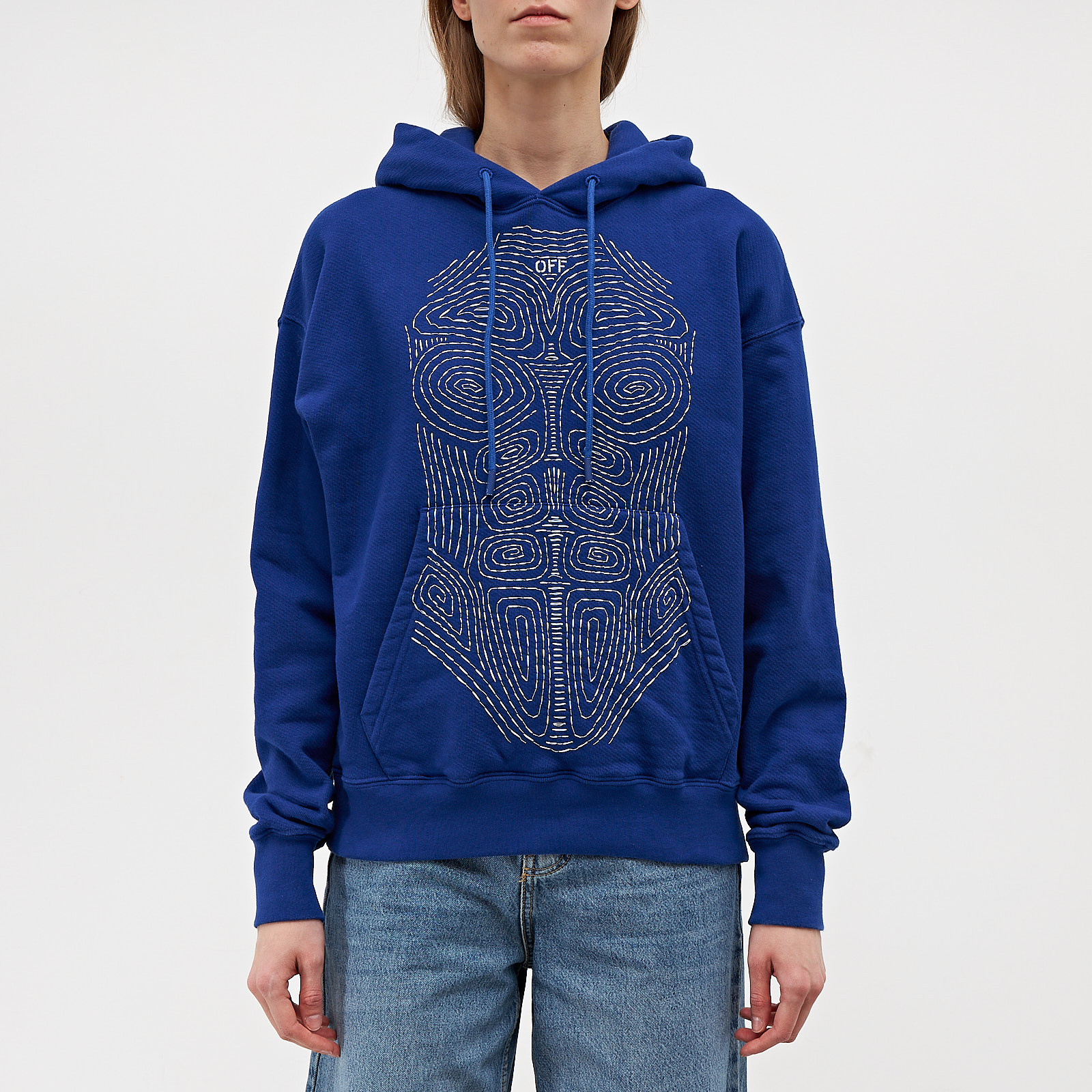 Худи  синего цвета Off-White  - фото из каталога магазина брендовой одежды Second Friend Store Худи Off-White - купить оригинал в секонд-хенде SFS - 1
