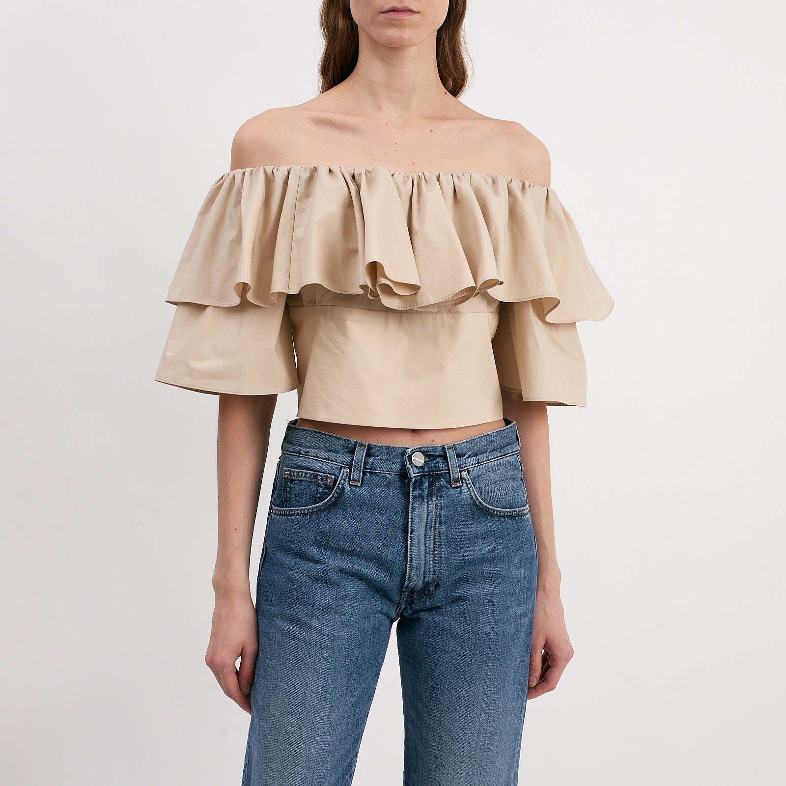 Топ бежевого цвета Self-Portrait - фото из каталога магазина брендовой одежды Second Friend Store Топ Self-Portrait - купить оригинал в секонд-хенде SFS - 1