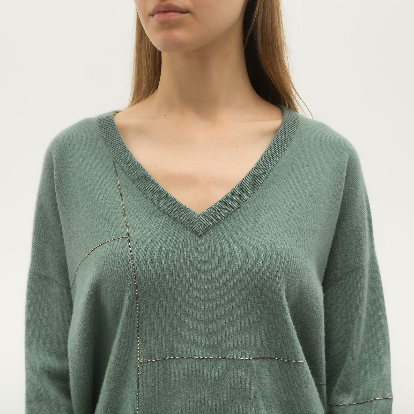 Джемпер зеленого цвета Brunello Cucinelli - фото из каталога магазина брендовой одежды Second Friend Store Джемпер Brunello Cucinelli - купить оригинал в секонд-хенде SFS - 4