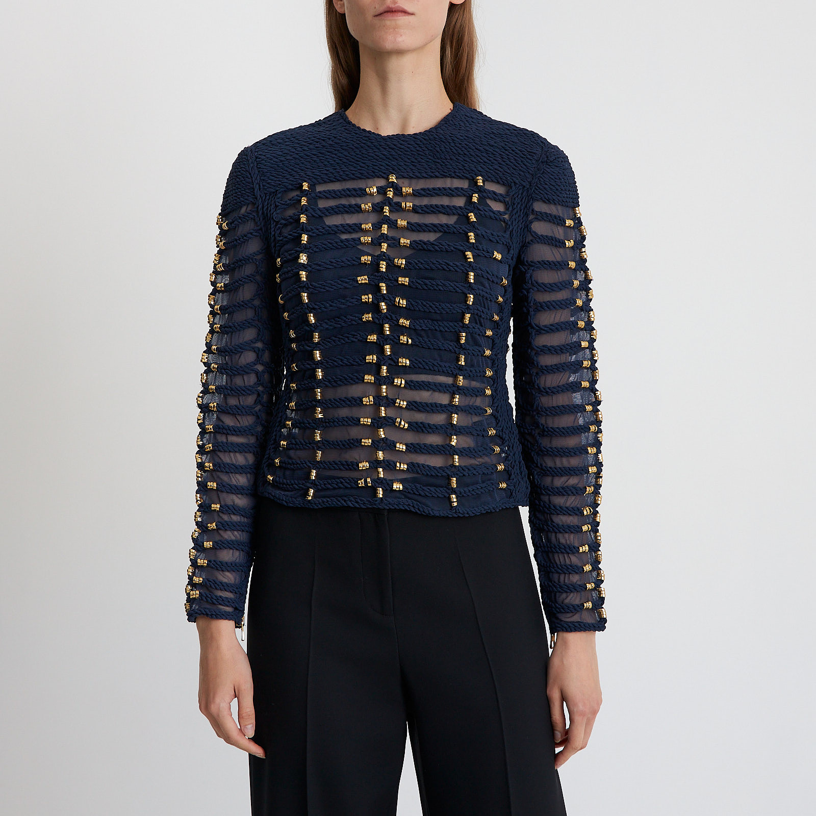 Джемпер H&M х синего цвета Balmain - фото из каталога магазина брендовой одежды Second Friend Store Джемпер H&M х Balmain - купить оригинал в секонд-хенде SFS - 1