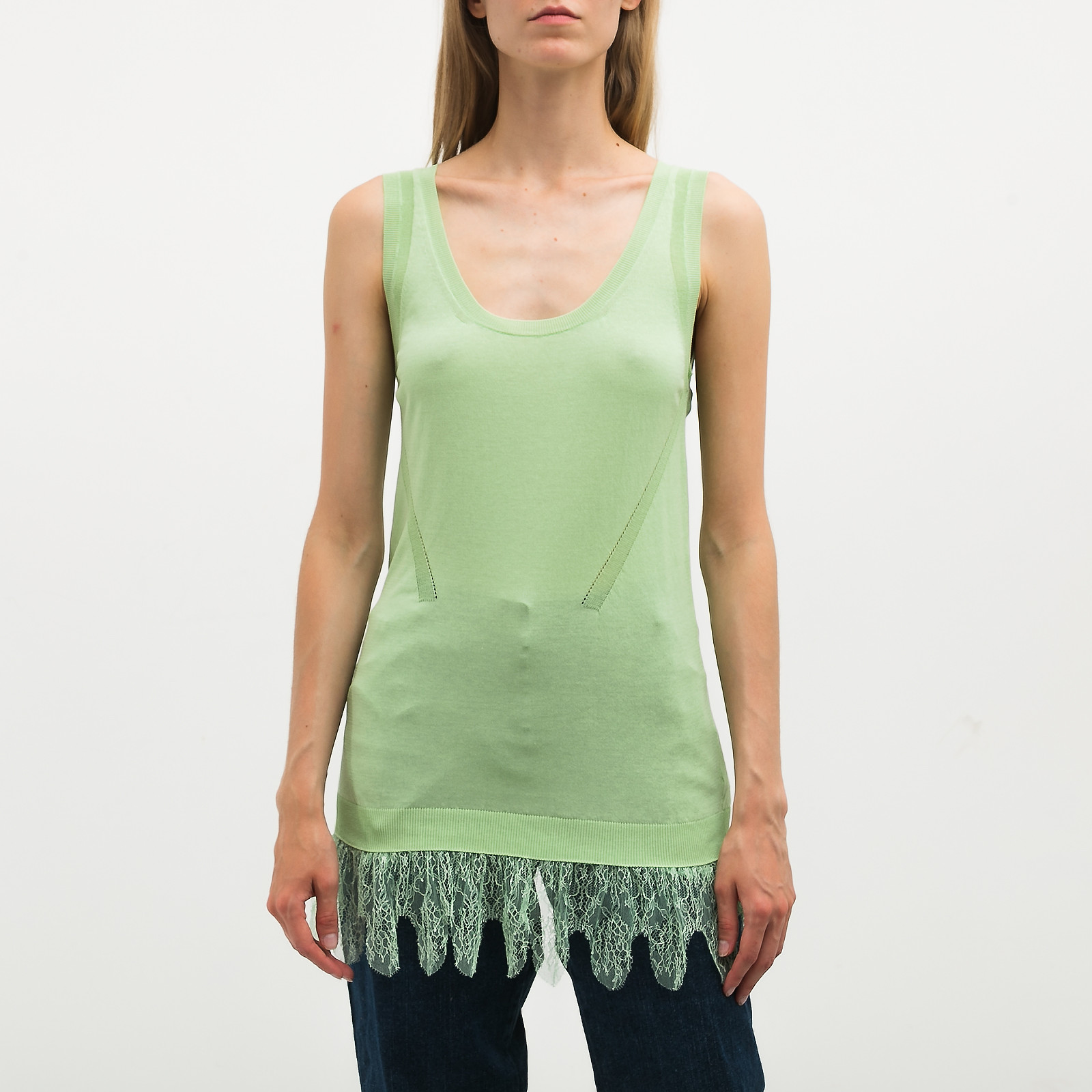 Топ зеленого цвета Rochas - фото из каталога магазина брендовой одежды Second Friend Store Топ Rochas - купить оригинал в секонд-хенде SFS - 1