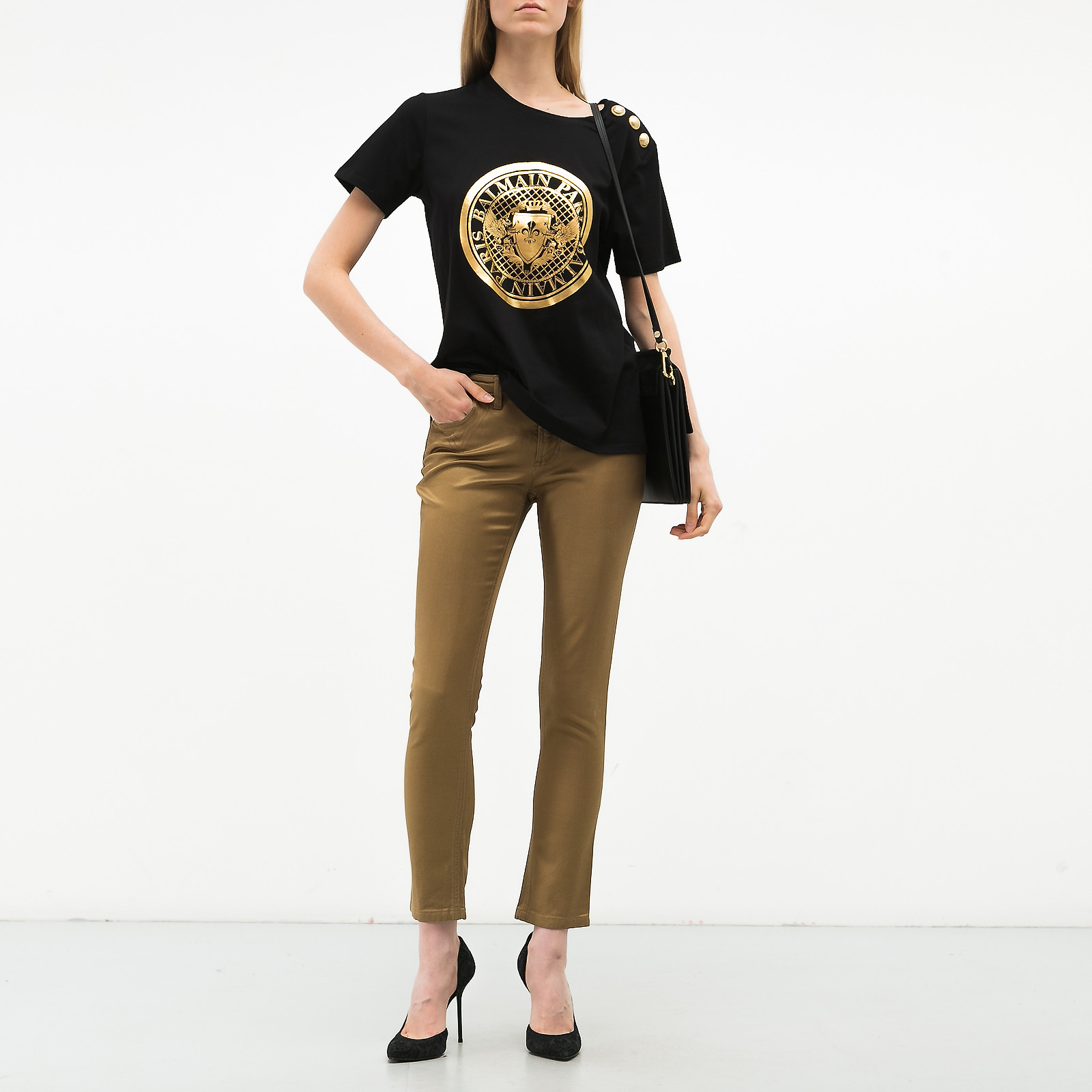 Джинсы  бежевого цвета Versace - фото из каталога магазина брендовой одежды Second Friend Store Джинсы Versace - купить оригинал в секонд-хенде SFS - 2