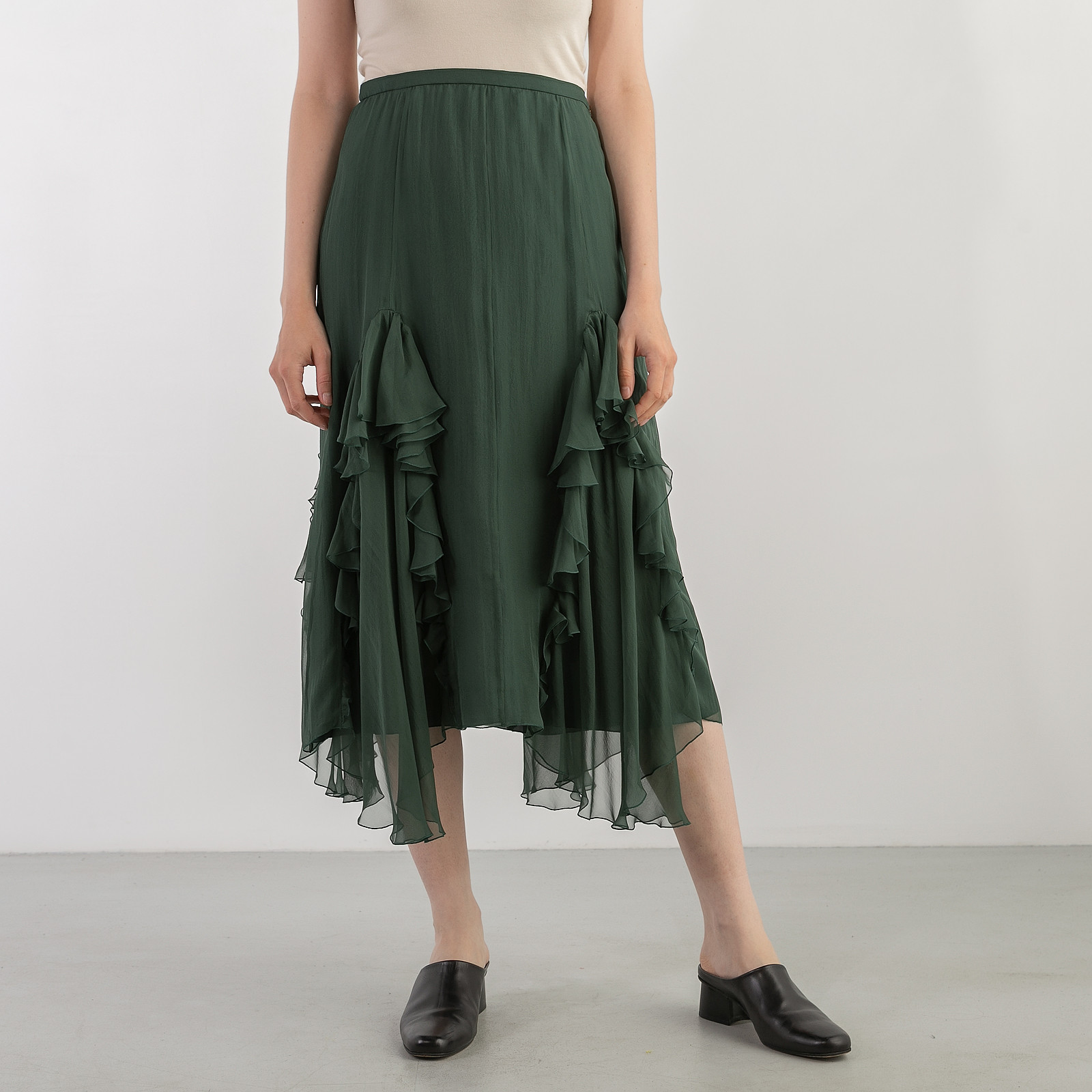 Юбка зеленого цвета Rochas - фото из каталога магазина брендовой одежды Second Friend Store Юбка Rochas - купить оригинал в секонд-хенде SFS - 1