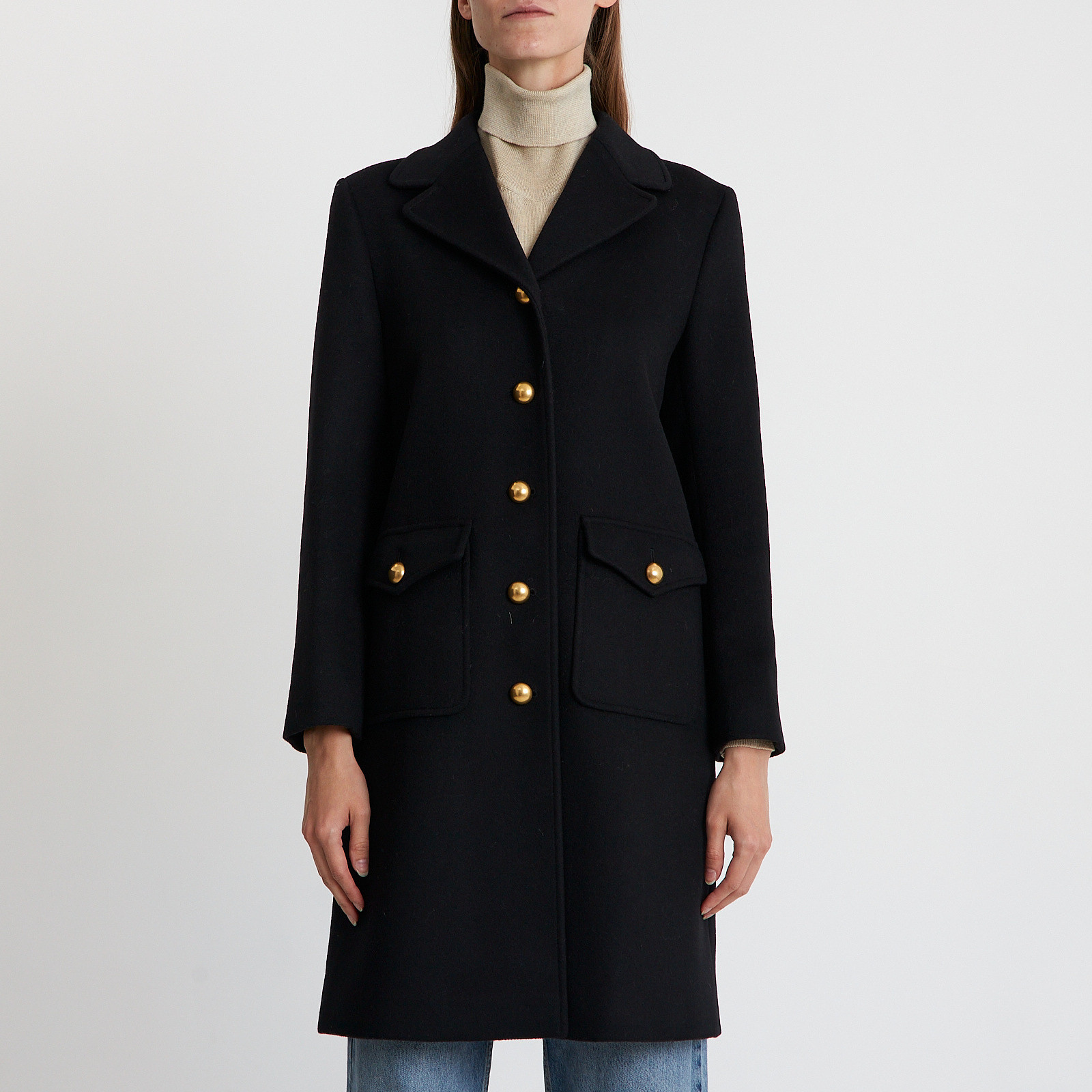 Пальто черного цвета Gucci - фото из каталога магазина брендовой одежды Second Friend Store Пальто Gucci - купить оригинал в секонд-хенде SFS - 1