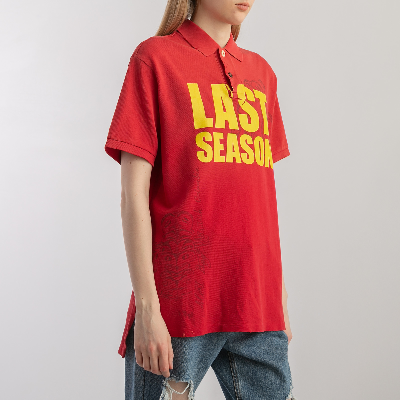 Поло красного цвета Tigran Avetisyan x SFS - фото из каталога магазина брендовой одежды Second Friend Store Поло Tigran Avetisyan x SFS - купить оригинал в секонд-хенде SFS - 3