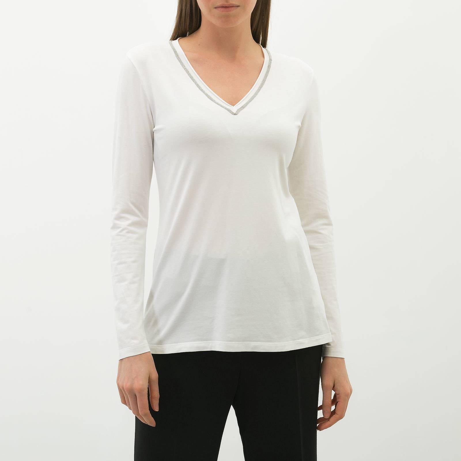 Лонгслив белого цвета Brunello Cucinelli - фото из каталога магазина брендовой одежды Second Friend Store Лонгслив Brunello Cucinelli - купить оригинал в секонд-хенде SFS - 1